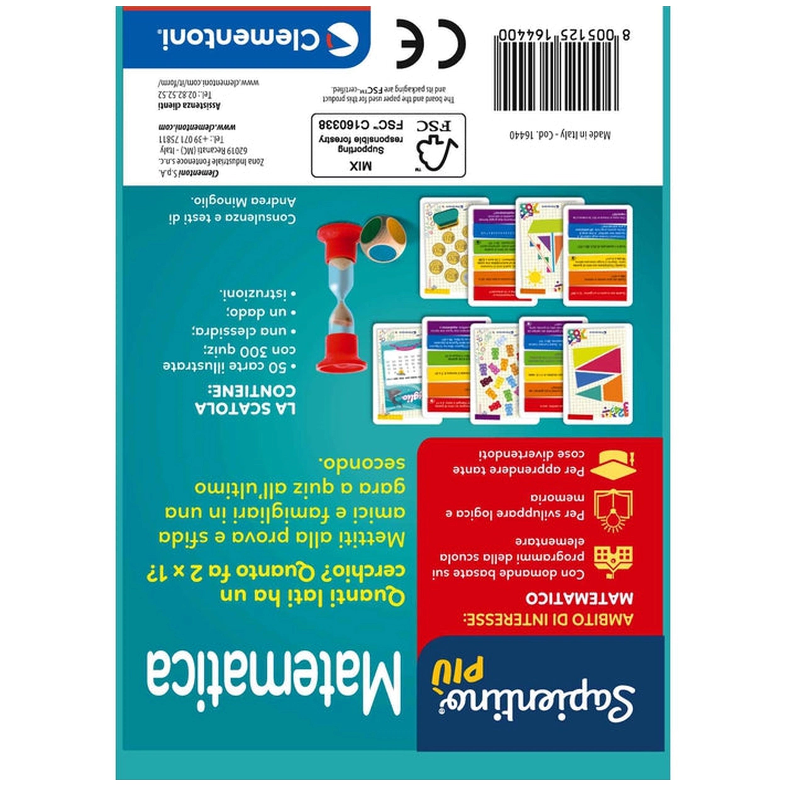 Clementoni - Testa A Testa Jeux de Cartes Mathématiques - Édition Italienne
