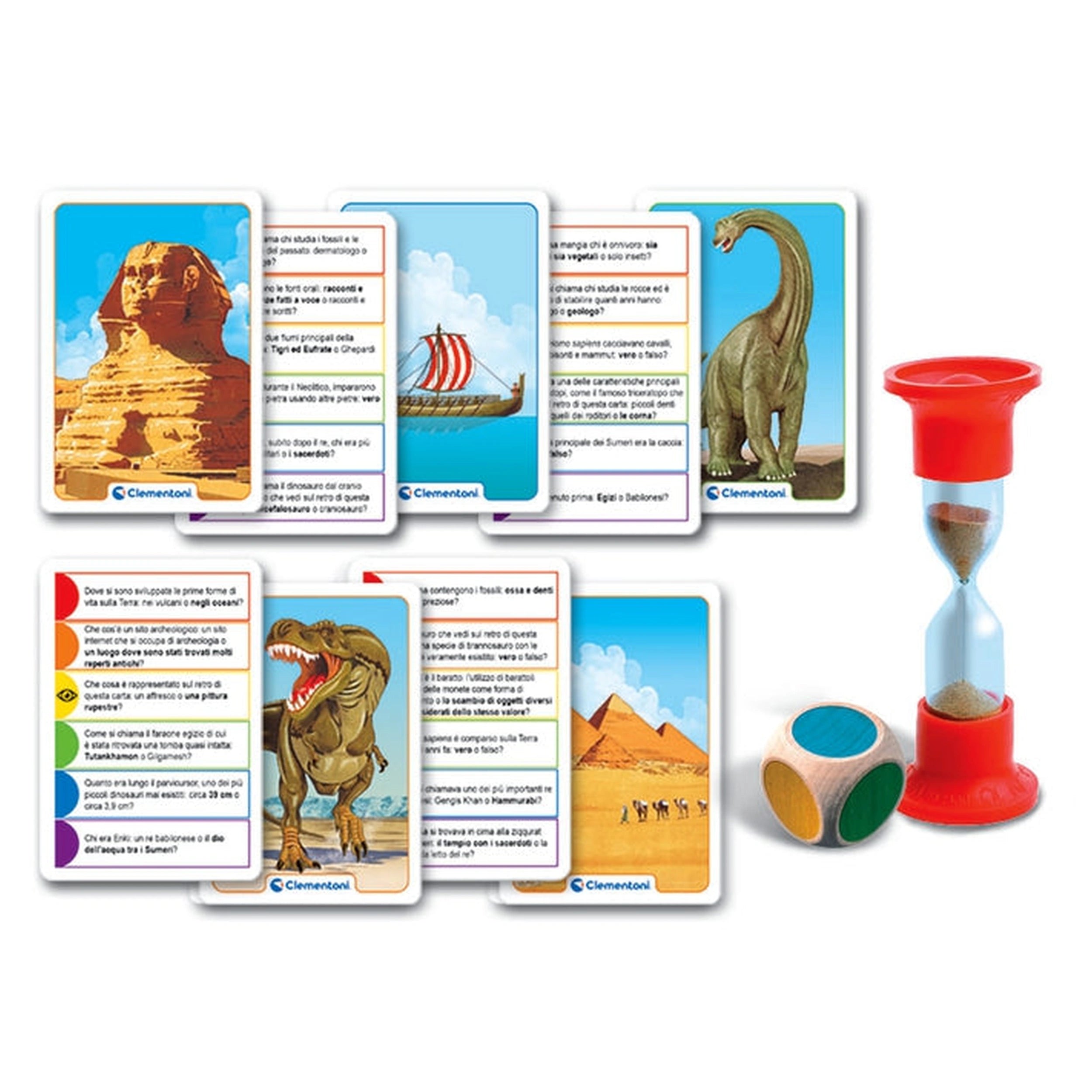 Clementoni - Testa A Testa Jeux de Cartes Histoire et Préhistoire - Édition Italienne