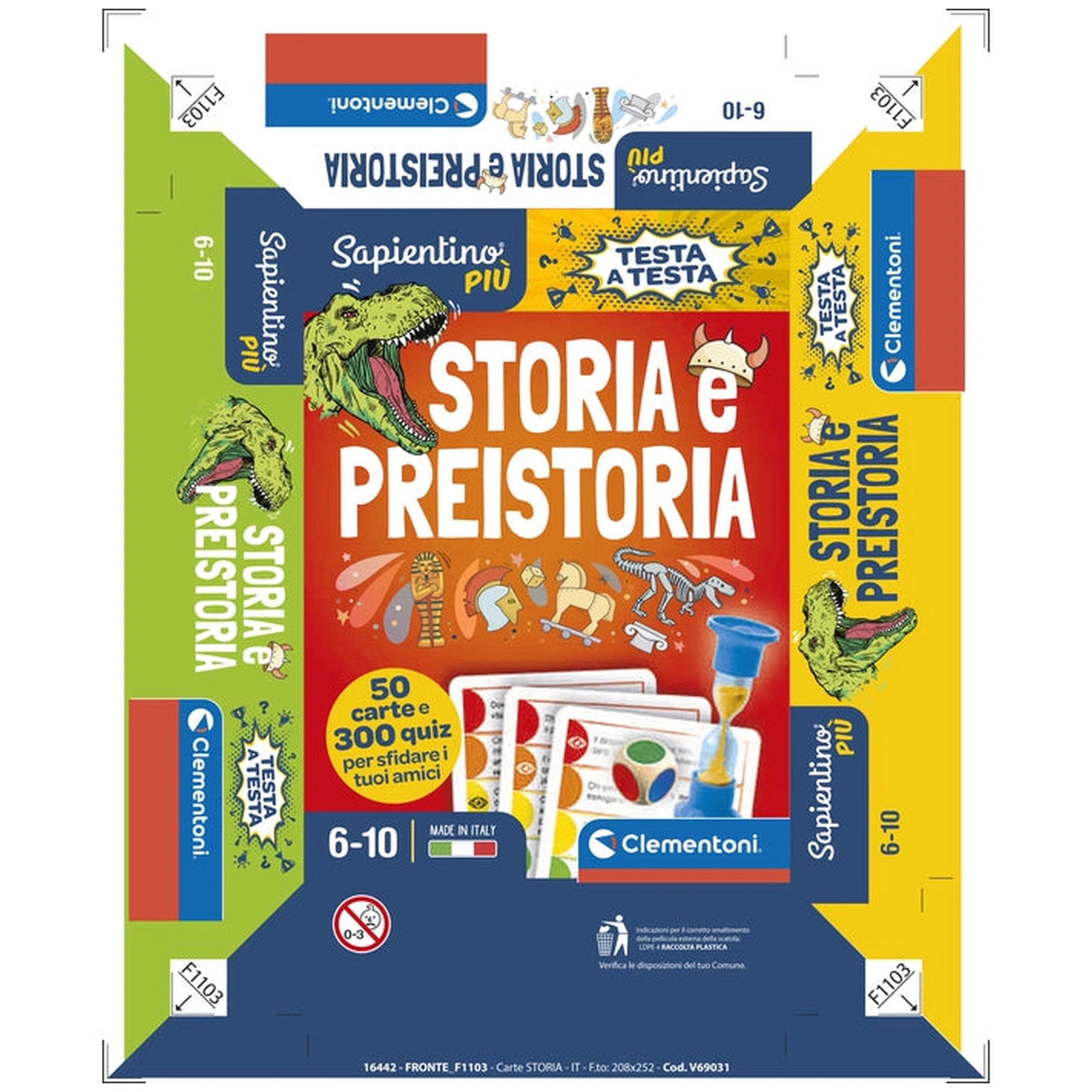 Clementoni - Testa A Testa Jeux de Cartes Histoire et Préhistoire - Édition Italienne