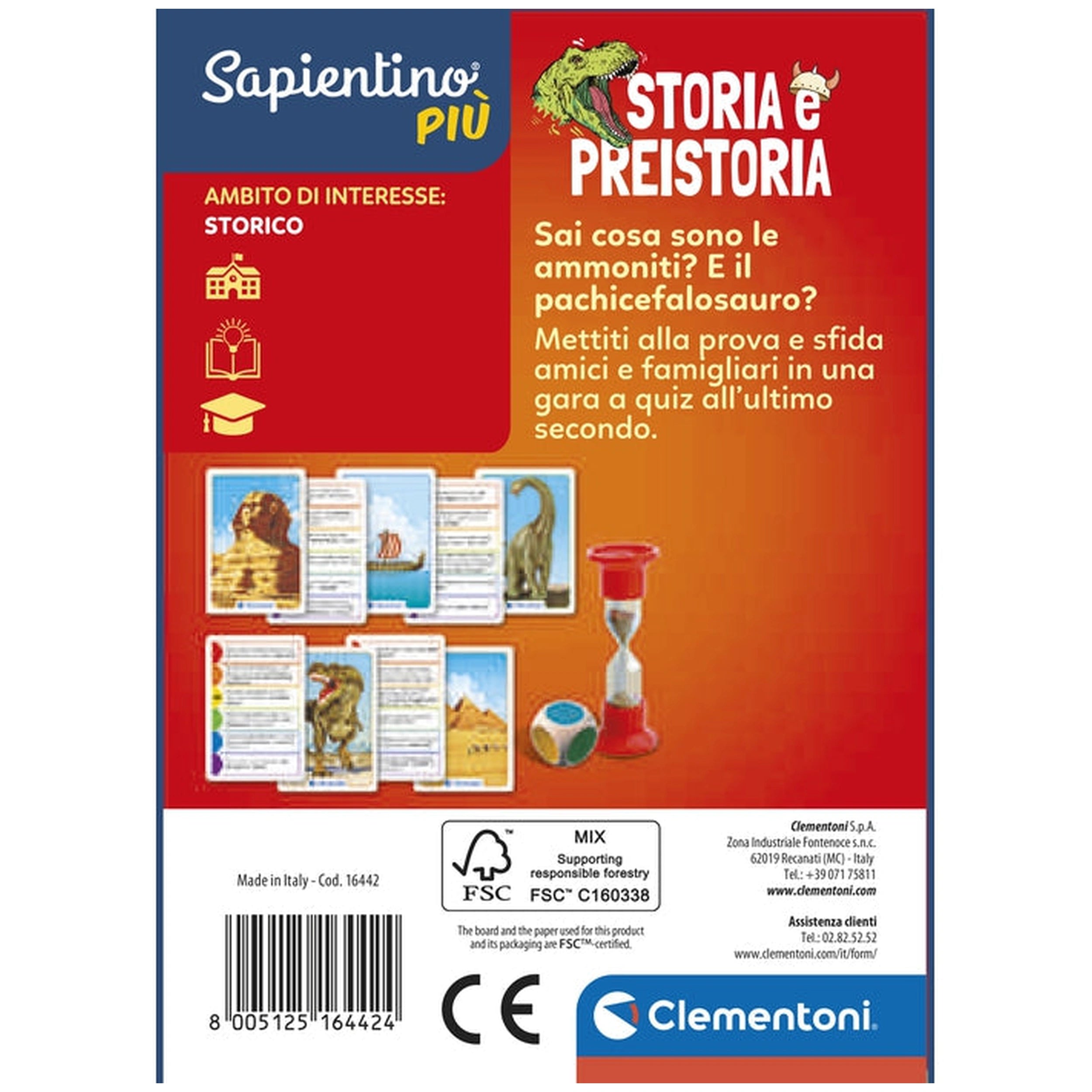 Clementoni - Testa A Testa Jeux de Cartes Histoire et Préhistoire - Édition Italienne