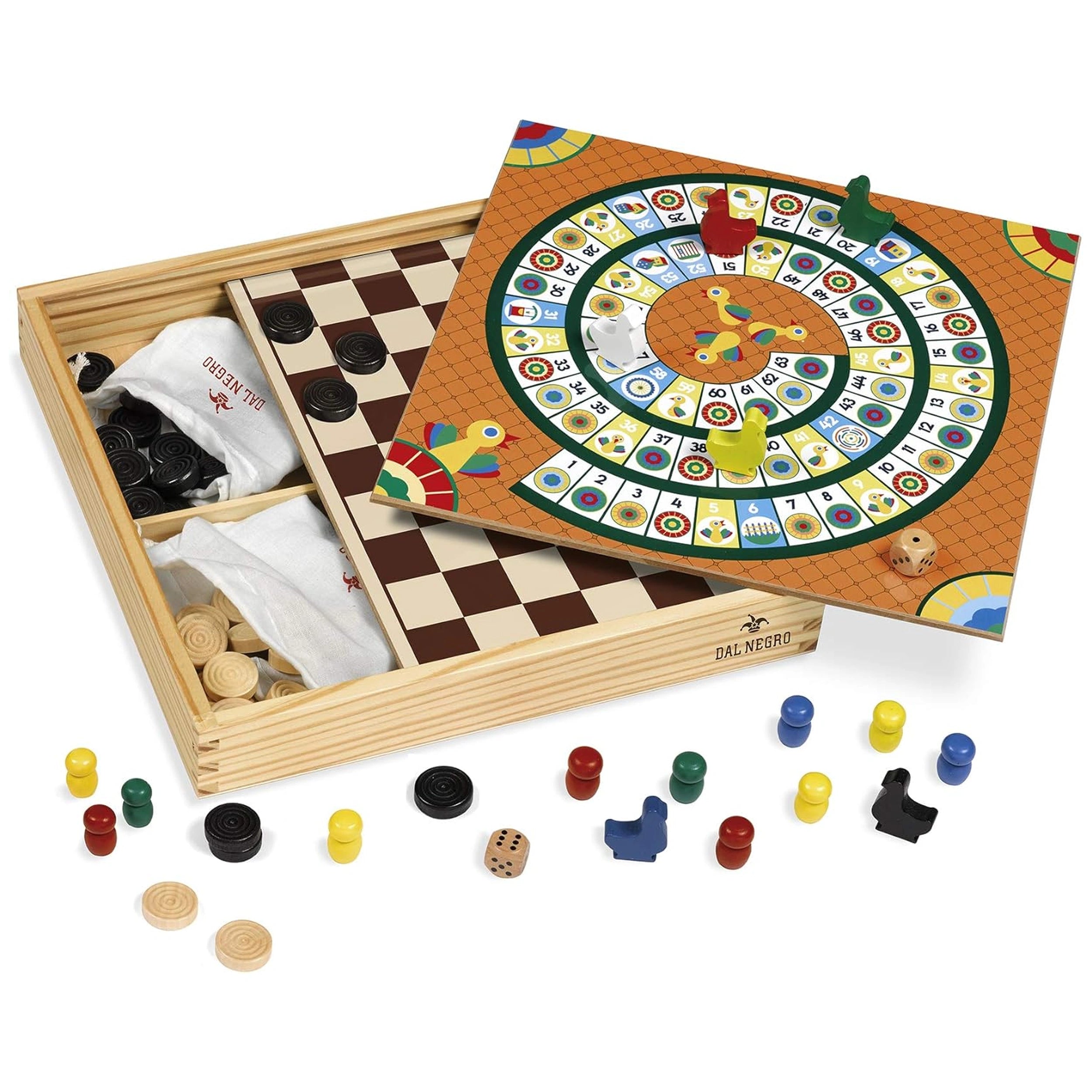 Dal Negro - Many Games Wooden Board Games Set