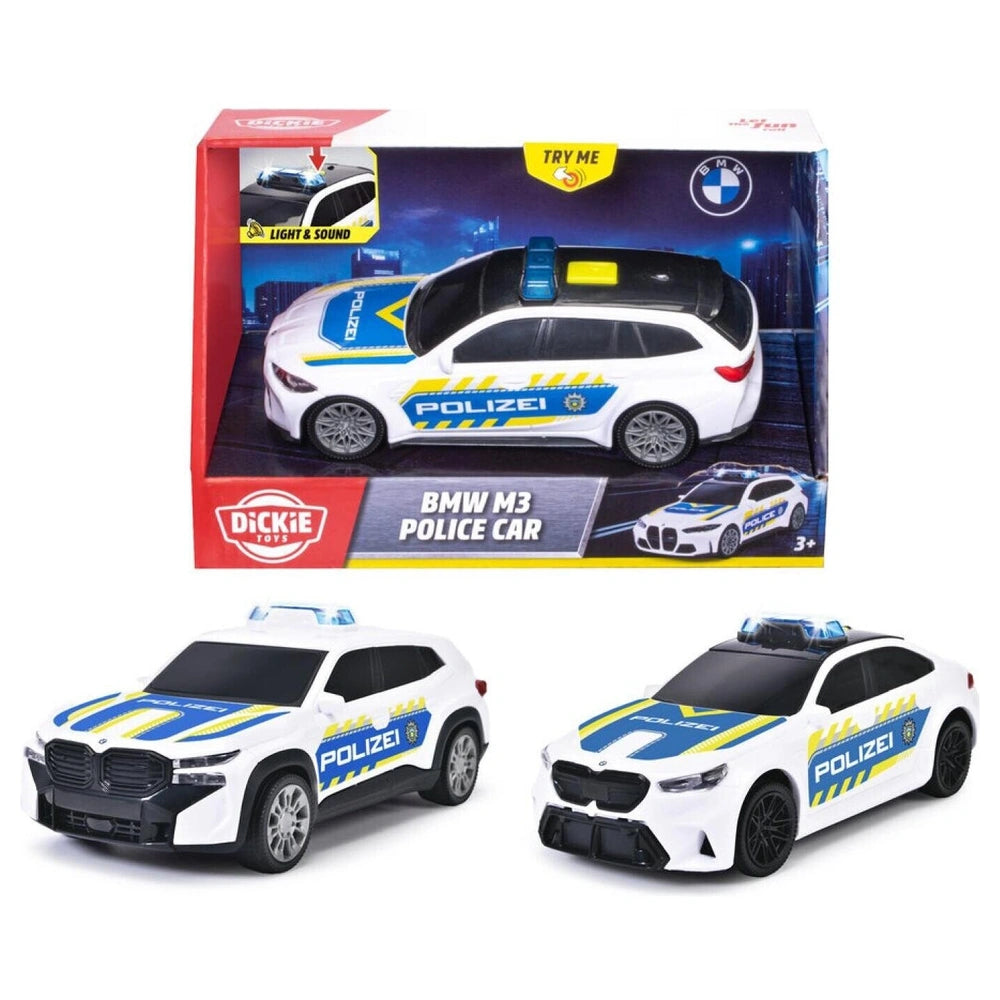 Voiture de police BMW Dickie - 15 cm - Lumière et son - 3-5 ans - Véhicule d'urgence