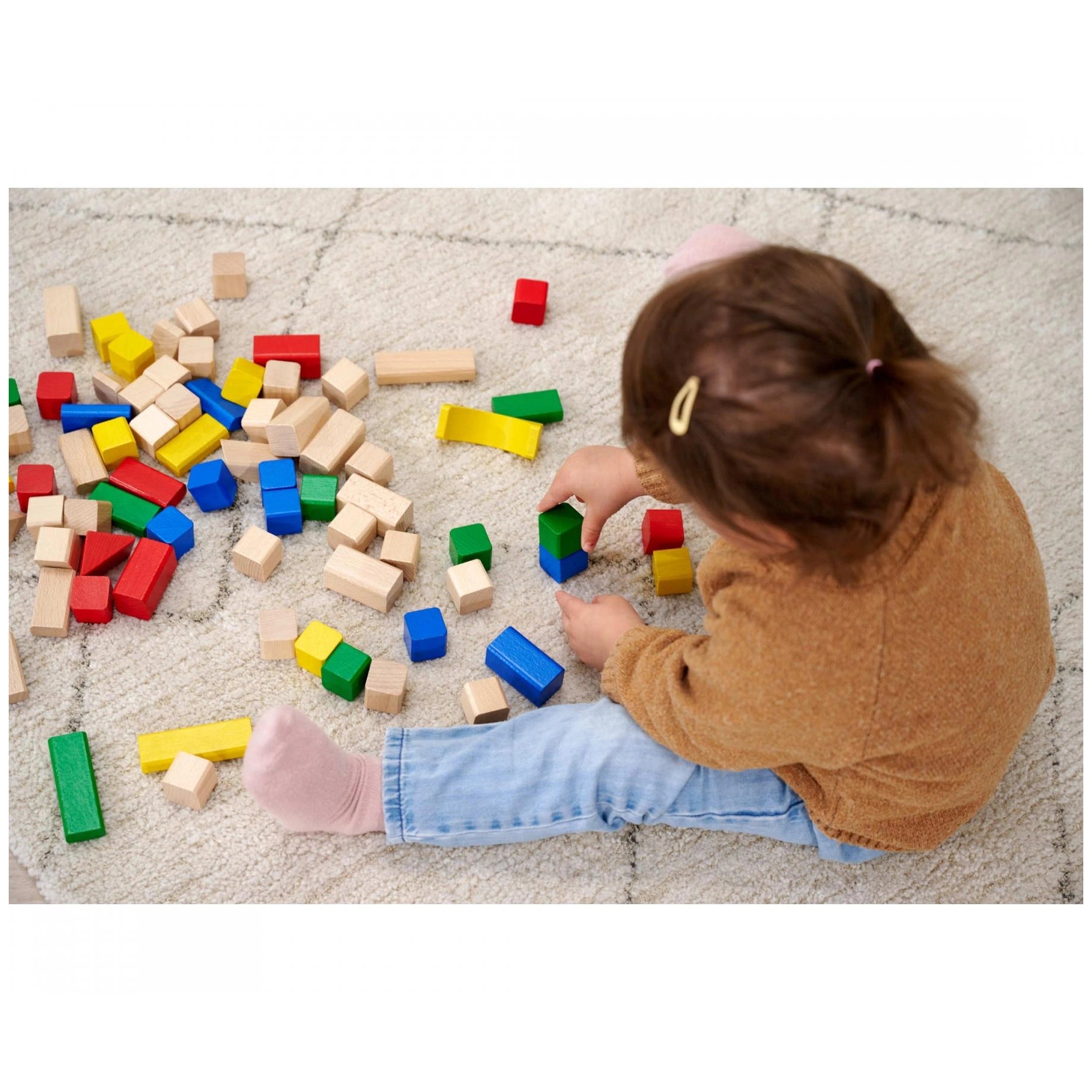 Eichhorn - Baby Wooden Coloured Blocks 75 Pcs - Sorting & Stacking Toys