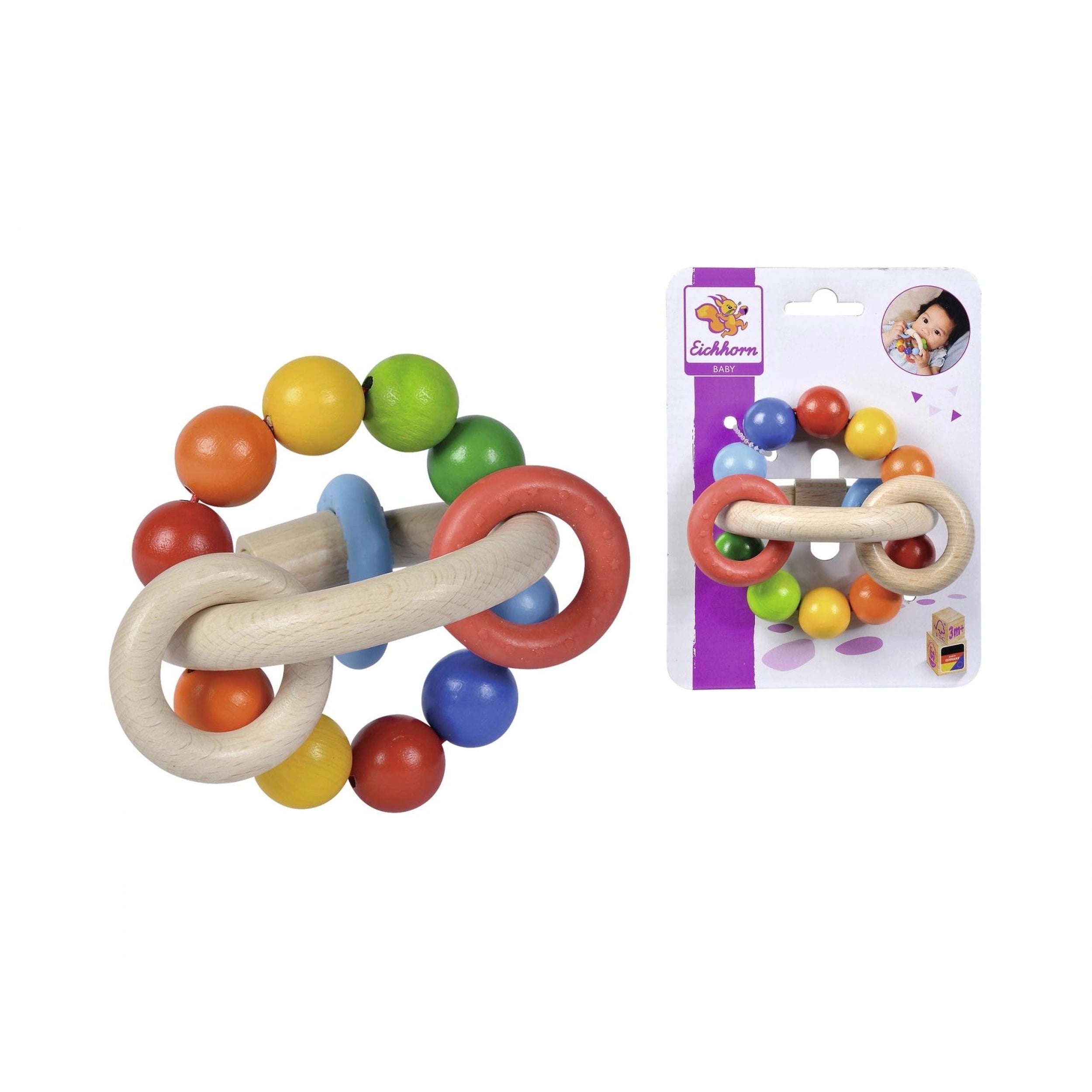 Eichhorn - Anneau de préhension en bois pour bébé 3D - Hochets - Hochets