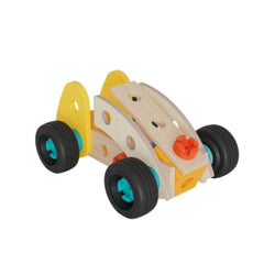 Eichhorn Construct - Mini Racing Car Construction Set for Kids Ages 3 Years+ - 28-Piece FSC-Certified Wooden Engineering Toy with Moving Wheels and Interlocking Fasteners