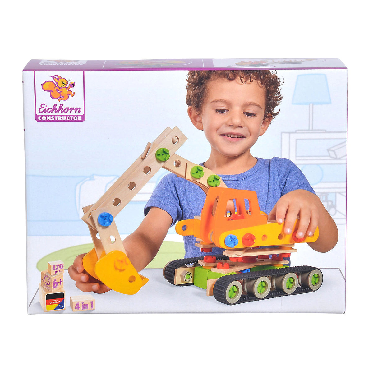 Eichhorn - Véhicules de travail constructeur 4 en 1 - 170 pièces - Jouets de construction - Jouets de construction