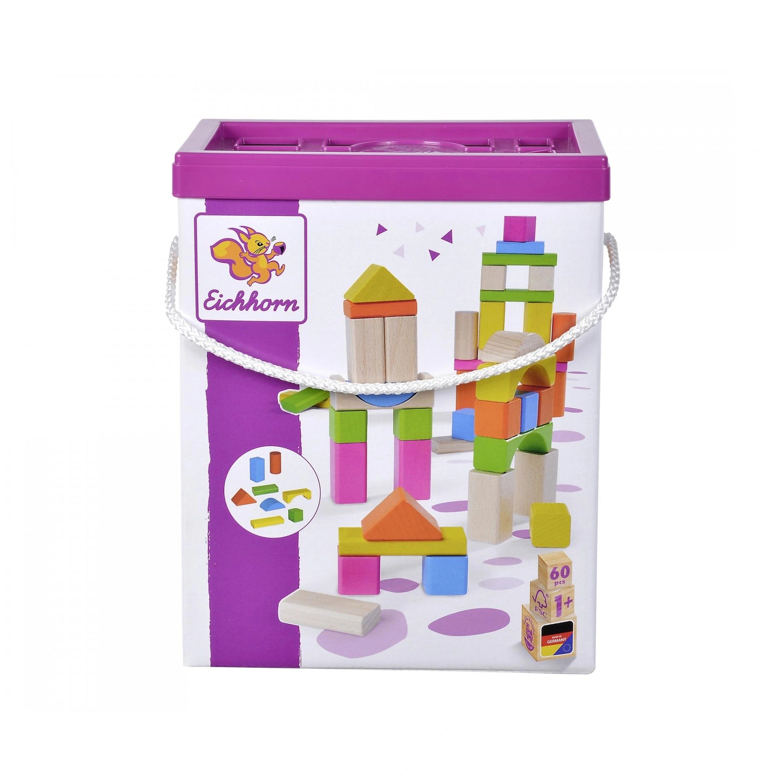 Eichhorn - Blocs en bois - 60 pièces - Jouets de tri et d'empilage - Jouets de tri et d'empilage