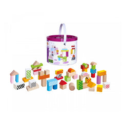 Eichhorn - Blocs en bois dans un seau. 50 pièces. - Jouets de tri et d'empilage