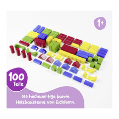 Eichhorn - Blocs en bois colorés - 100 pièces - Jouets de tri et d'empilage - Jouets de tri et d'empilage