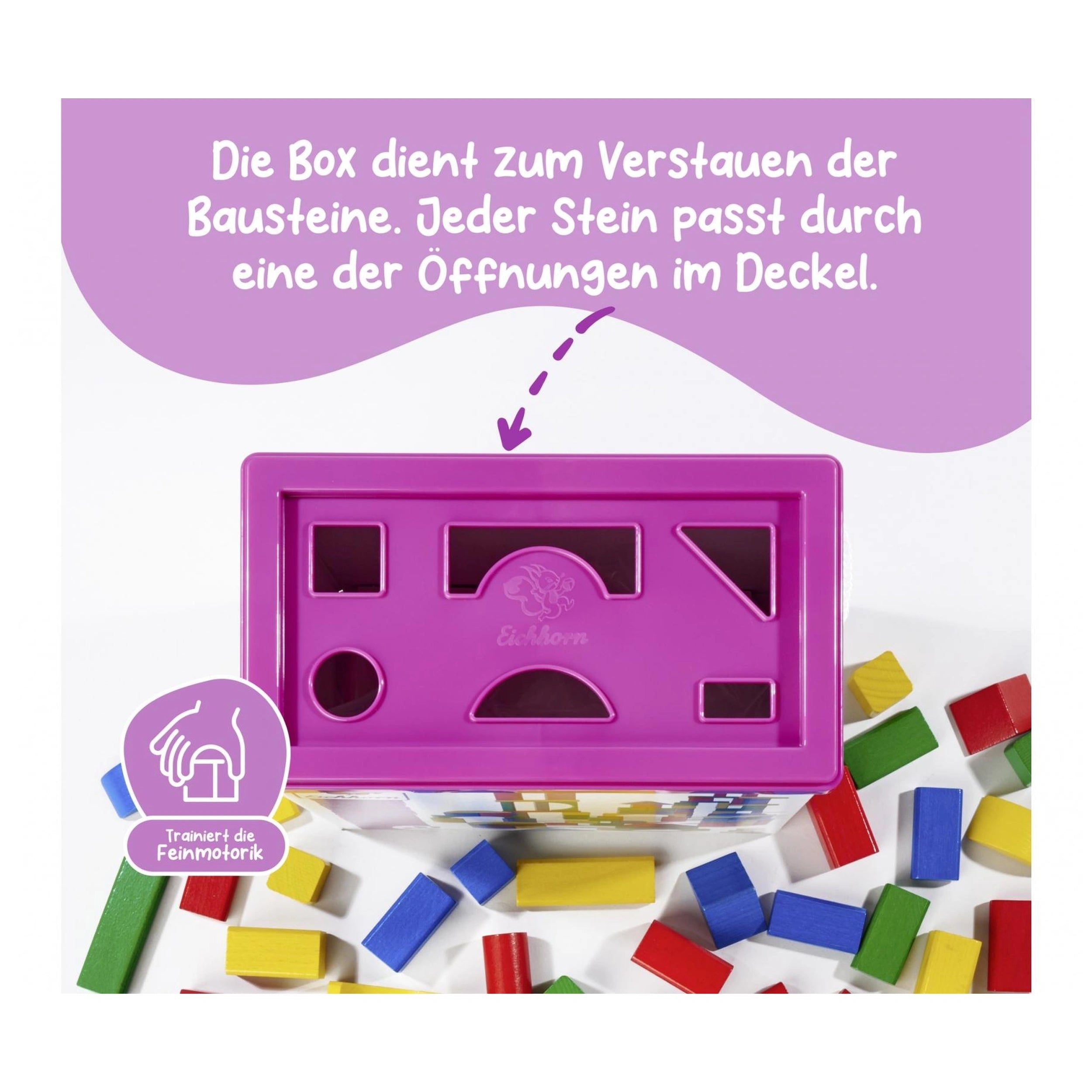 Eichhorn - Blocs en bois colorés - 100 pièces - Jouets de tri et d'empilage - Jouets de tri et d'empilage