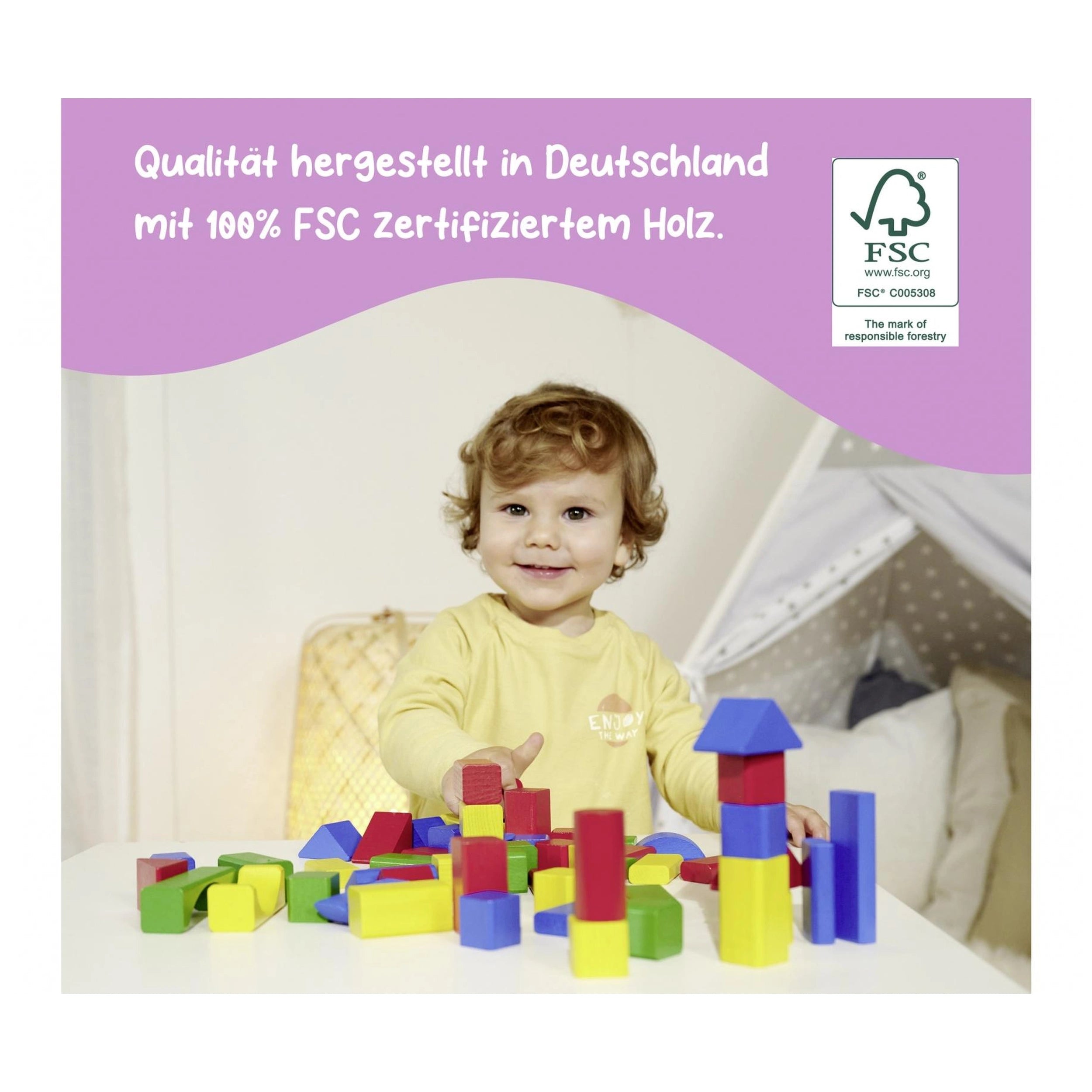 Eichhorn - Blocs en bois colorés - 100 pièces - Jouets de tri et d'empilage - Jouets de tri et d'empilage
