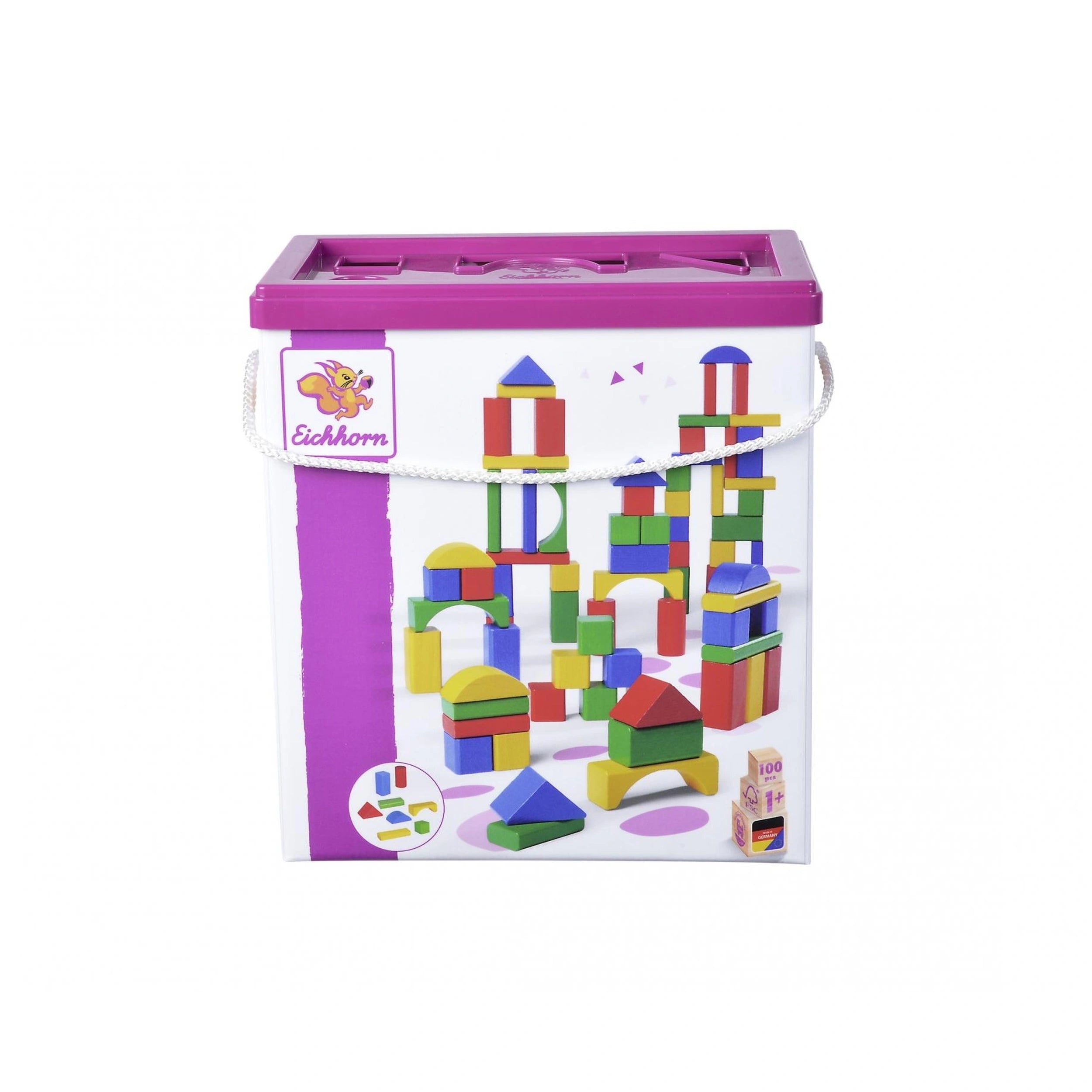 Eichhorn - Blocs en bois colorés - 100 pièces - Jouets de tri et d'empilage - Jouets de tri et d'empilage