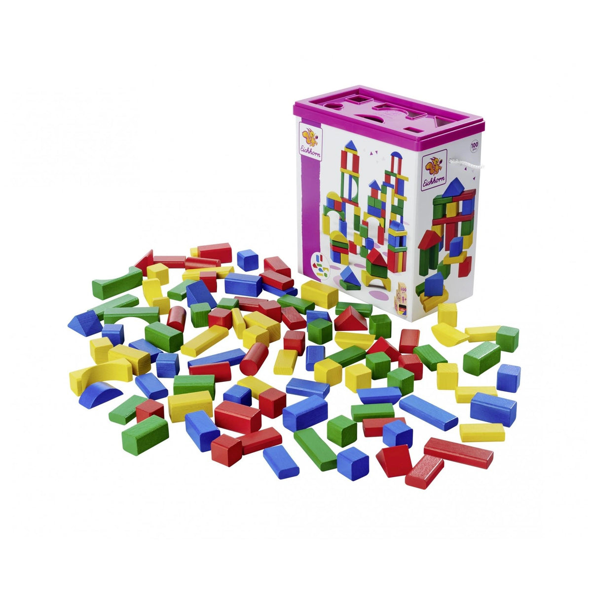Eichhorn - Blocs en bois colorés - 100 pièces - Jouets de tri et d'empilage - Jouets de tri et d'empilage