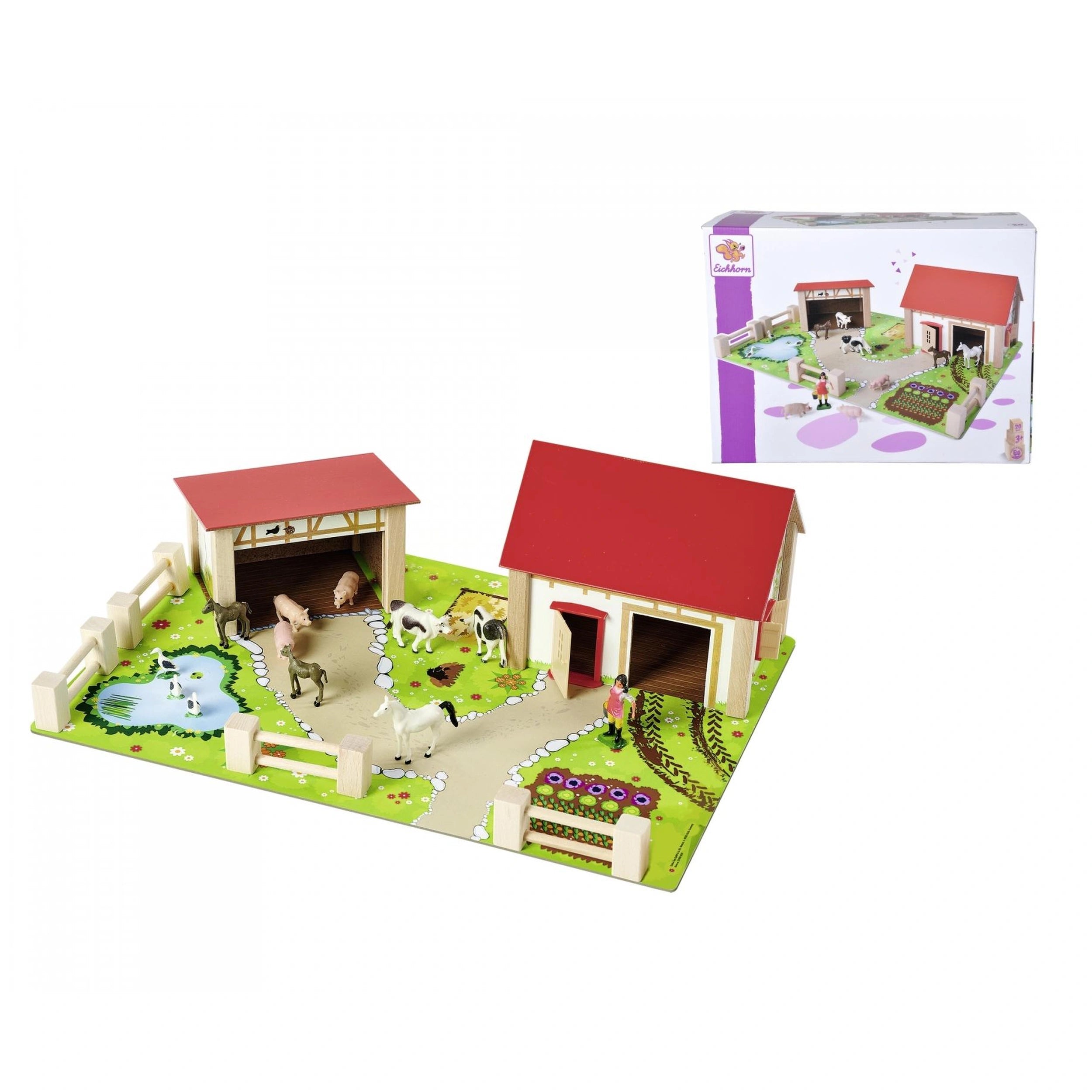 Eichhorn - Ferme en bois avec accessoires - 20 pièces - Jeux de rôle - Jeux de rôle
