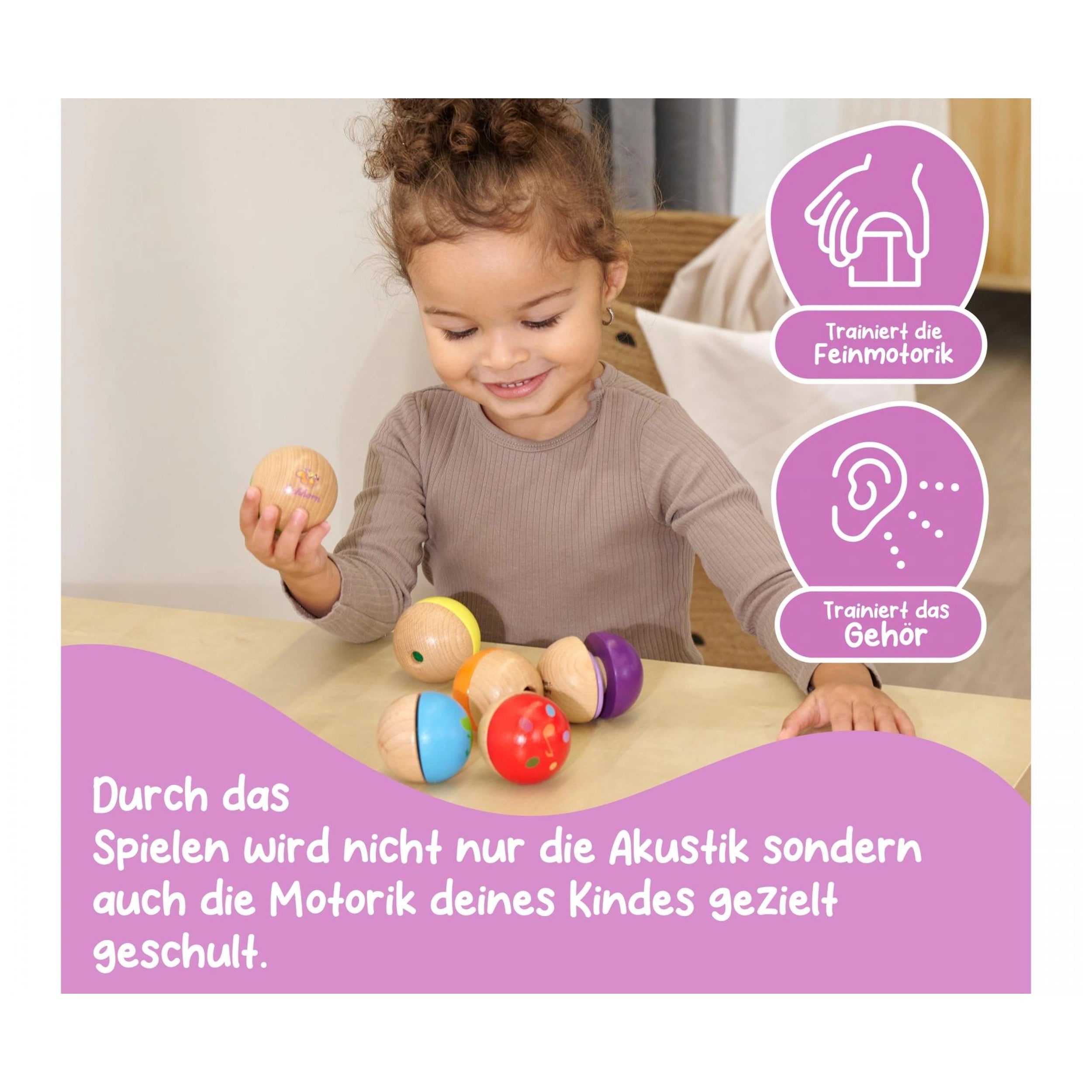 Eichhorn - Wooden Music Balls - 6 Pcs - Baby Activity Toys