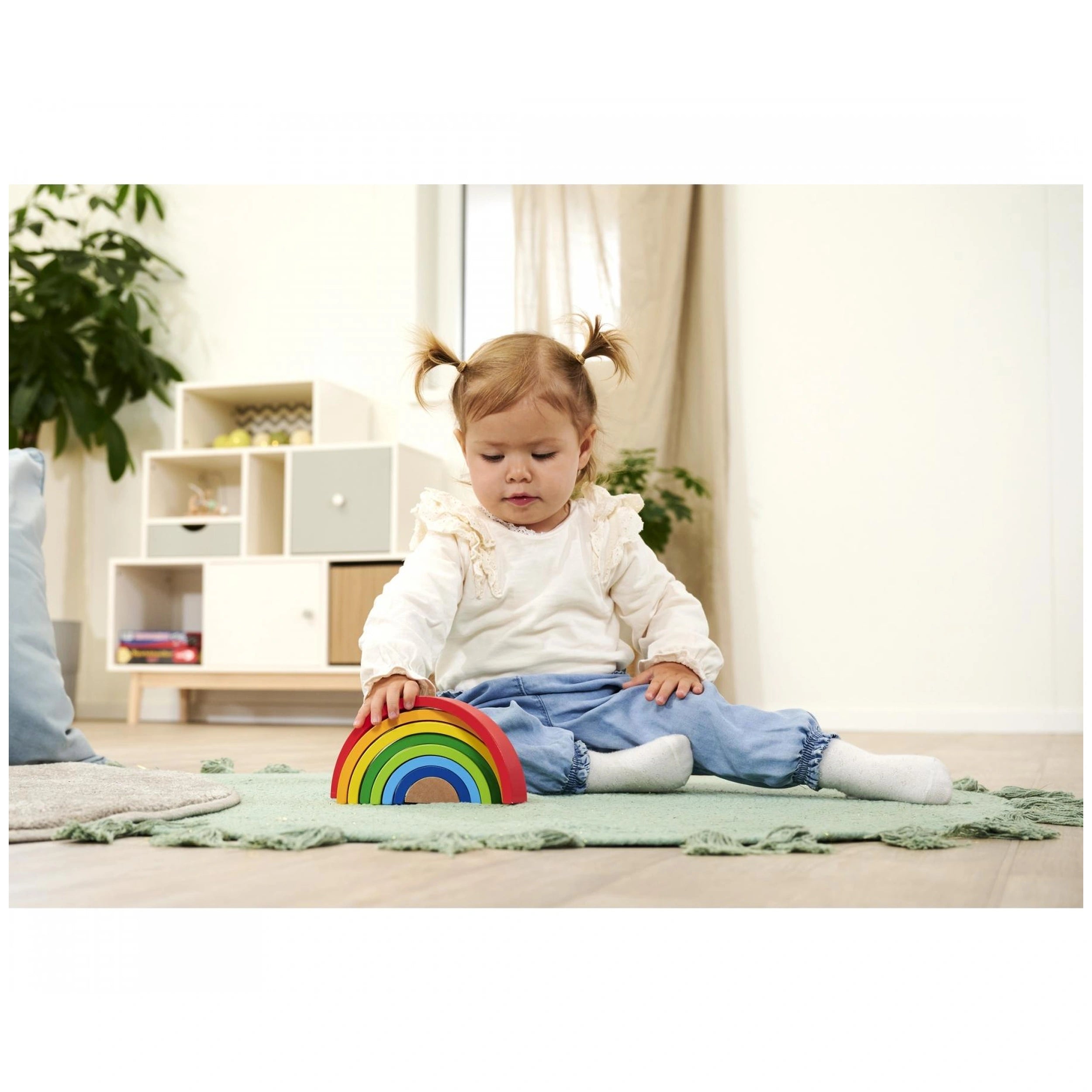 Eichhorn - Arc-en-ciel empilable en bois - 8 pièces - Jouets d'activité pour bébé - Jouets d'activité pour bébé