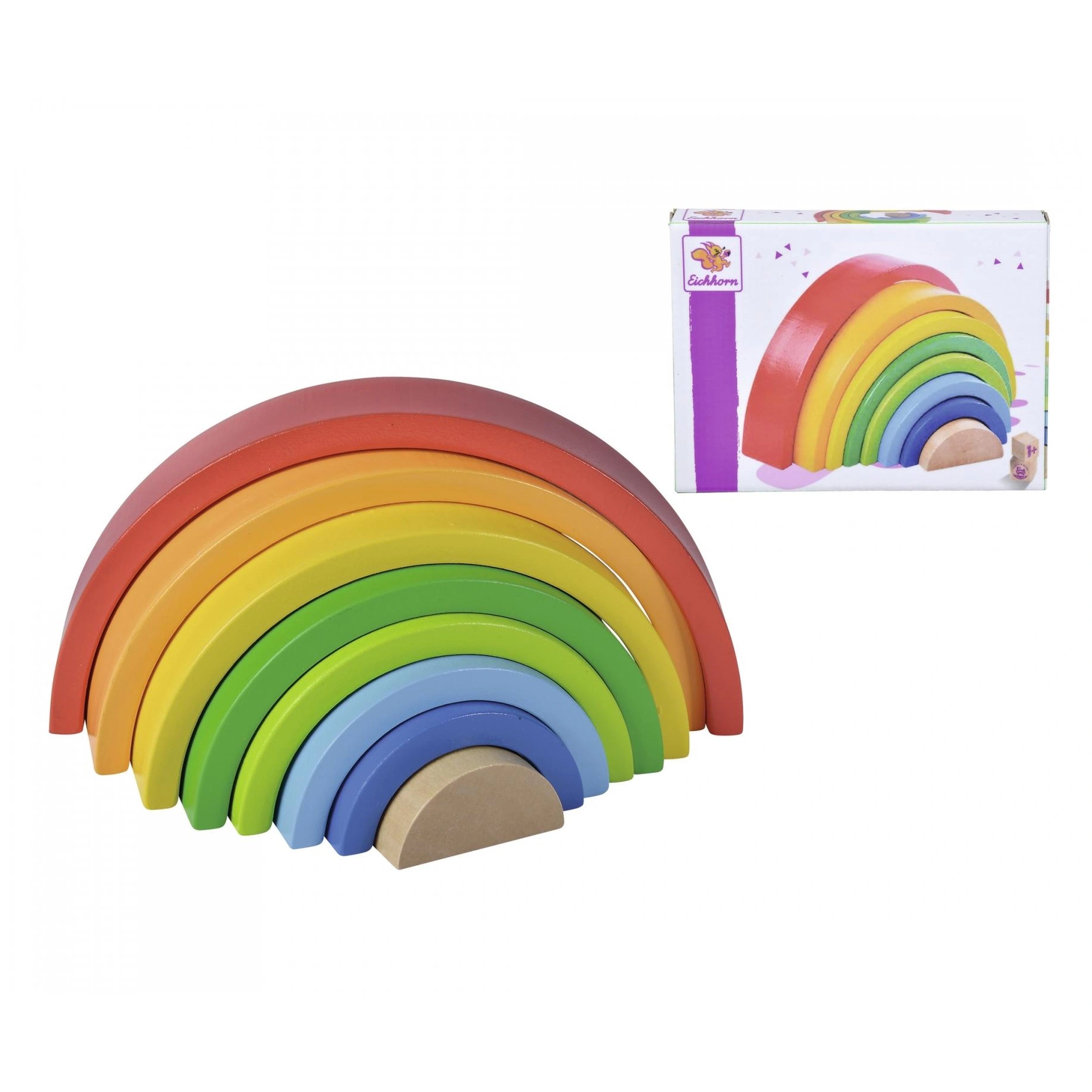 Eichhorn - Arc-en-ciel empilable en bois - 8 pièces - Jouets d'activité pour bébé - Jouets d'activité pour bébé