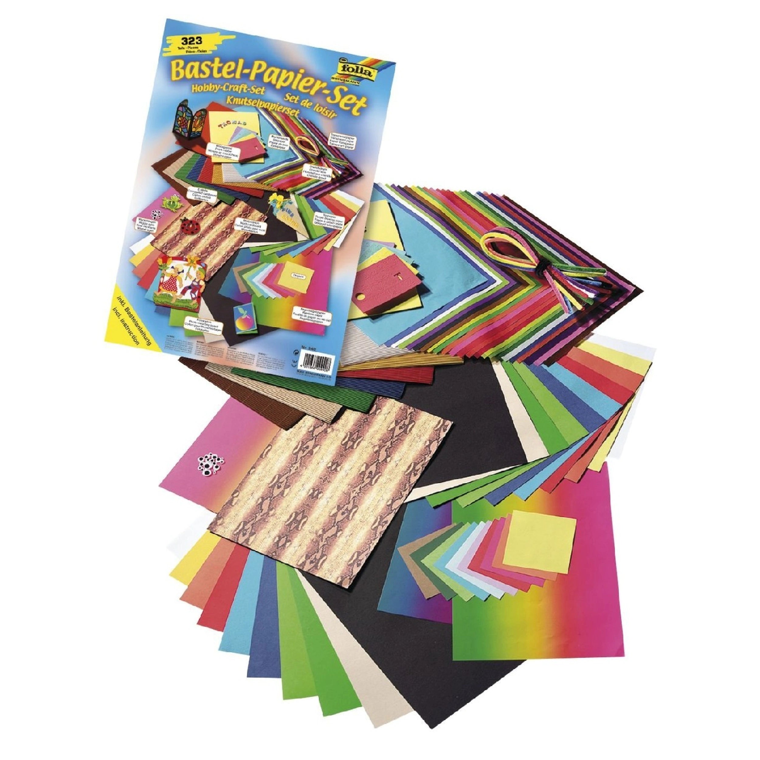 Folia - Set de Papier à Découper Creative Box Toute l'Année 323 Pièces Feuilles Multicolores - Arts et Métiers