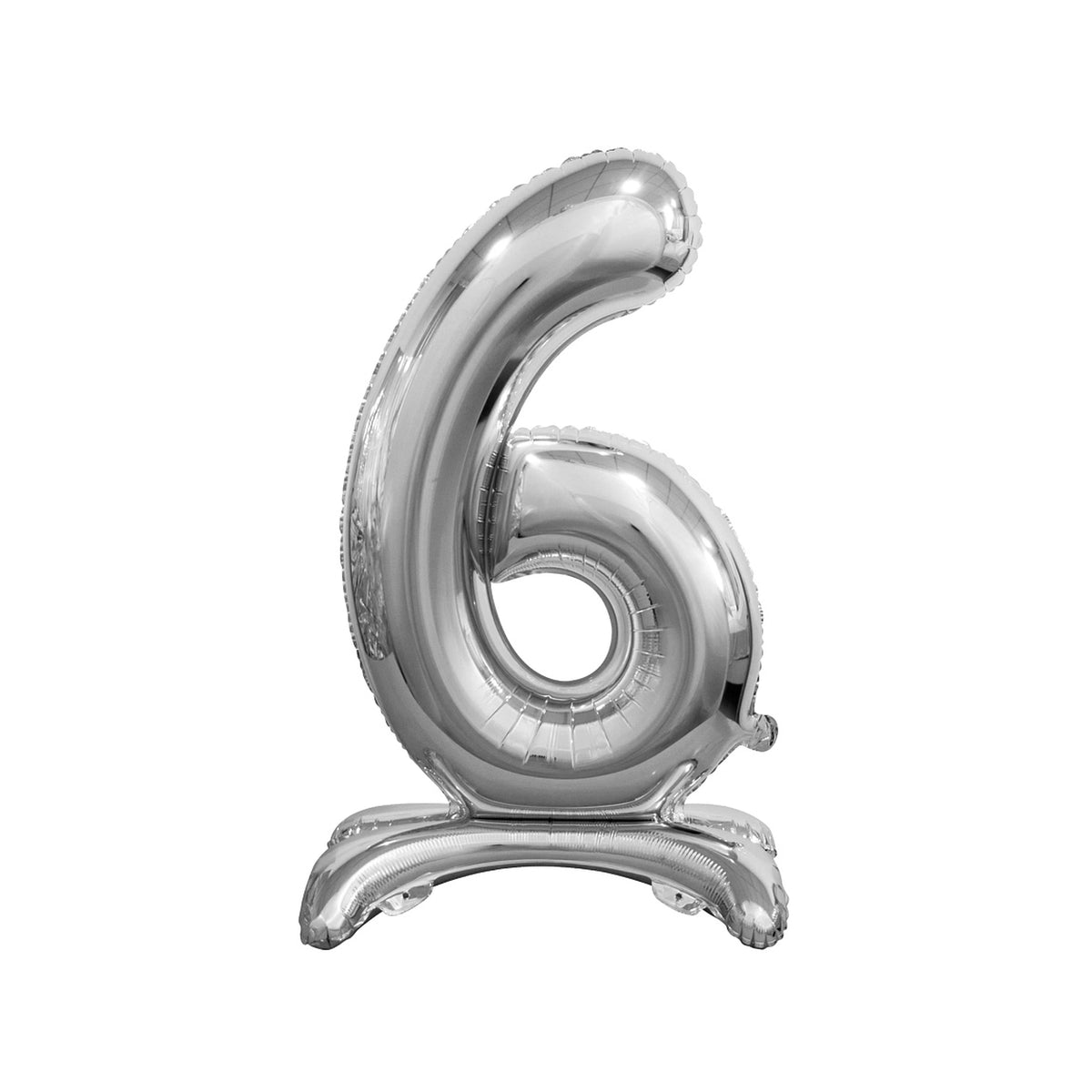 GODAN - Standing Foil Balloon Digit 6 Silver 40 cm - Party Supply Kits