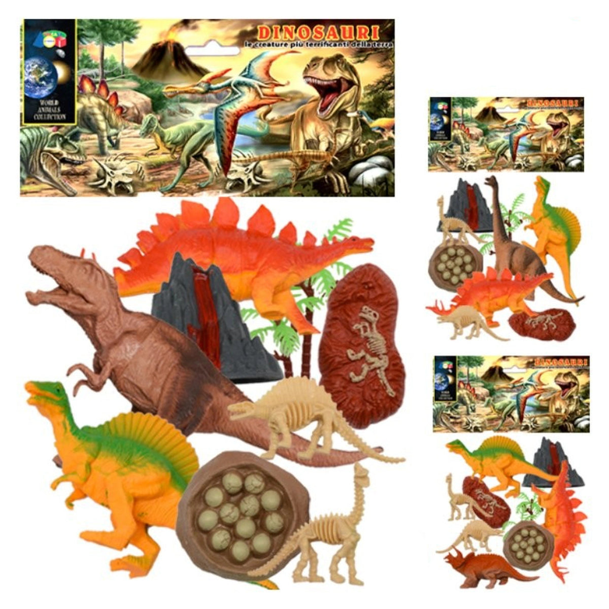 Ginmar - Dinosaur Playset With Volcano Assorted Models Pack