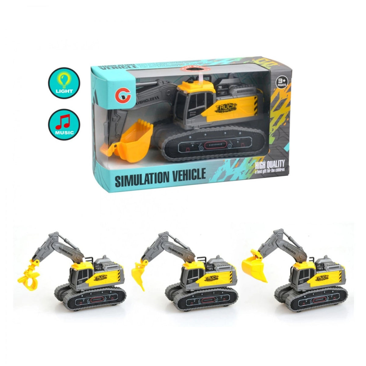 Ginmar - Jouet Excavateur Interactif - Véhicule de Simulation Avec Lumière et Son