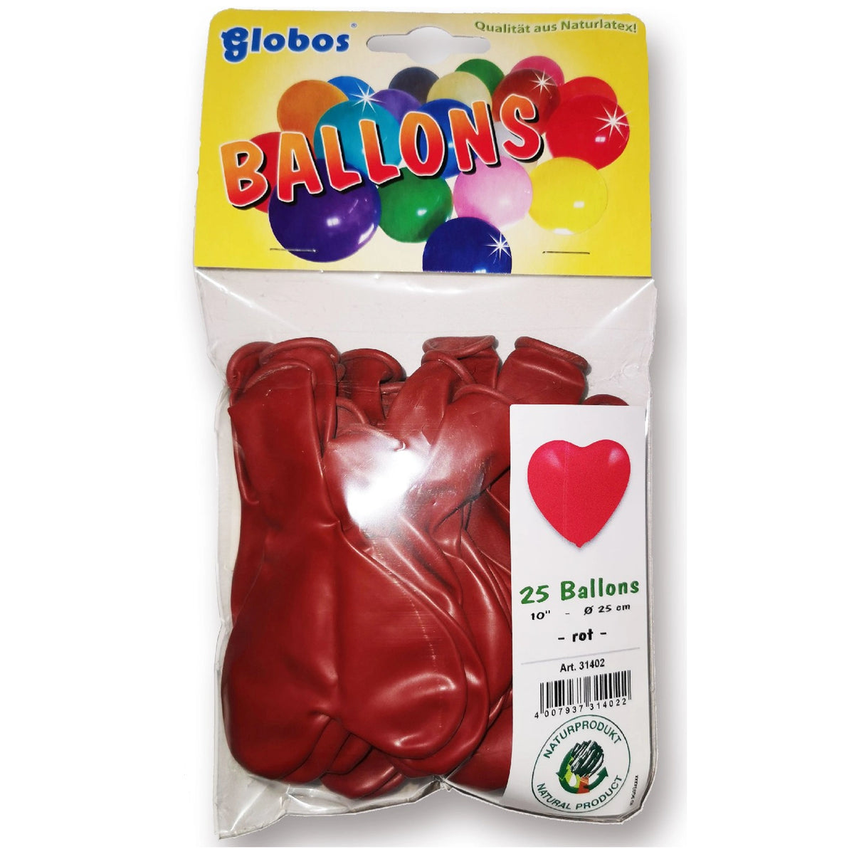 Globo - Ballons Cœur Rouges 25Cm - Paquet de 10