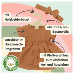 Heless - Poupées - Ensemble de robes en coton bio - Volants - 18 Mois+ - Accessoires