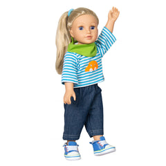 Heless - Jeans avec chemise rayée taille 35-45 cm - Ensembles de jeu de poupées et figurines
