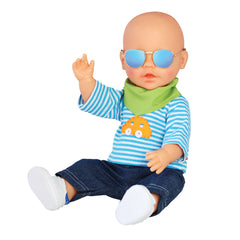 Heless - Jeans avec chemise rayée taille 35-45 cm - Ensembles de jeu de poupées et figurines