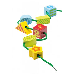 Johntoy - Ensemble de blocs en bois à lacer dans une boîte de rangement - Jouets d'activité pour bébés