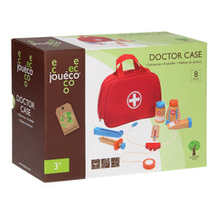 Johntoy - Mallette de médecin en bois avec accessoires 8 pièces - Professions fictives et jeux de rôle