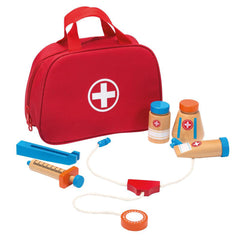 Johntoy - Mallette de médecin en bois avec accessoires 8 pièces - Professions fictives et jeux de rôle