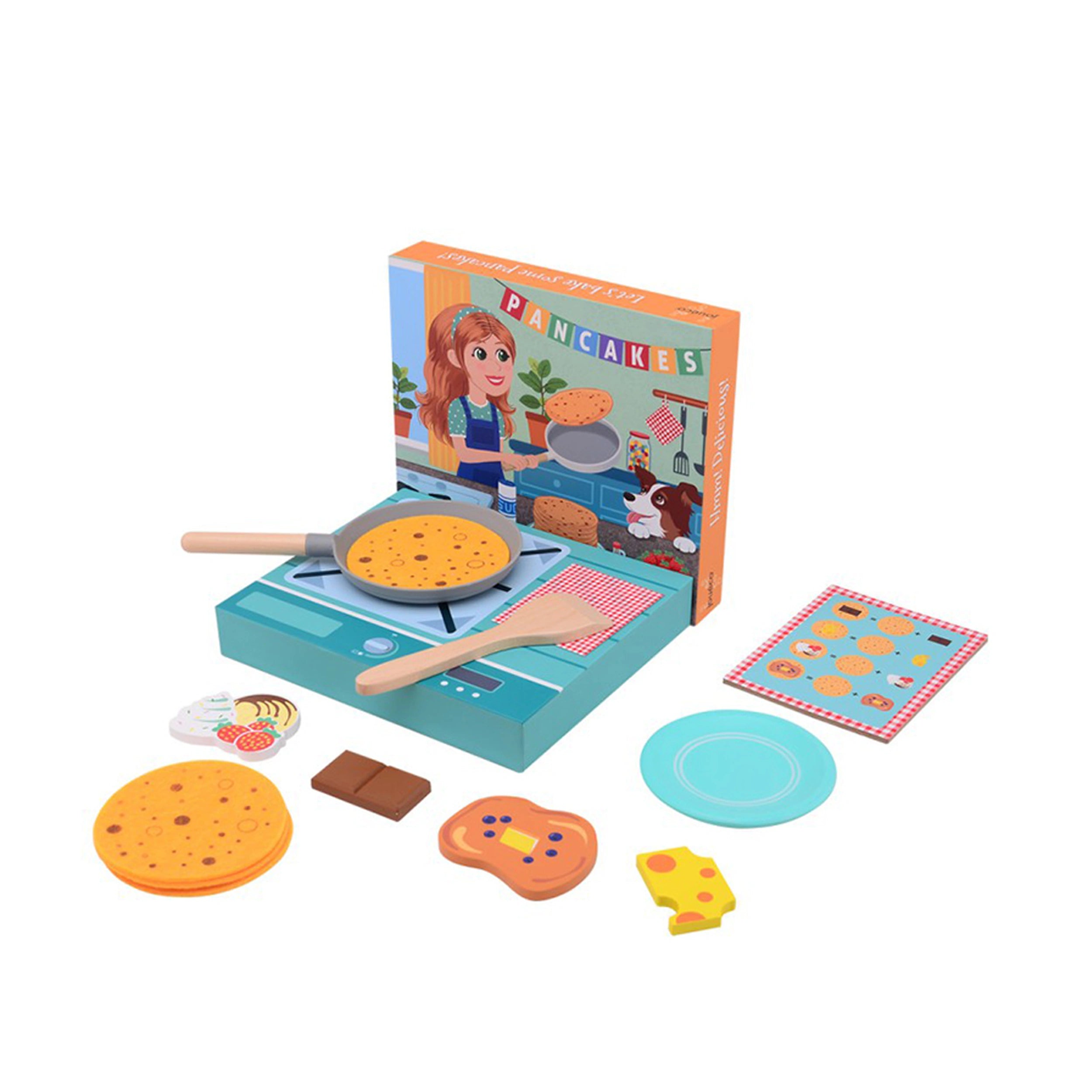 Johntoy - Wooden Pancake Set In Box - Pretend Professions & Role Playing