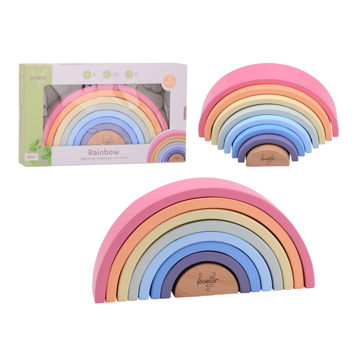 Johntoy - Arc-en-ciel en bois - Jouets de tri et d'empilage
