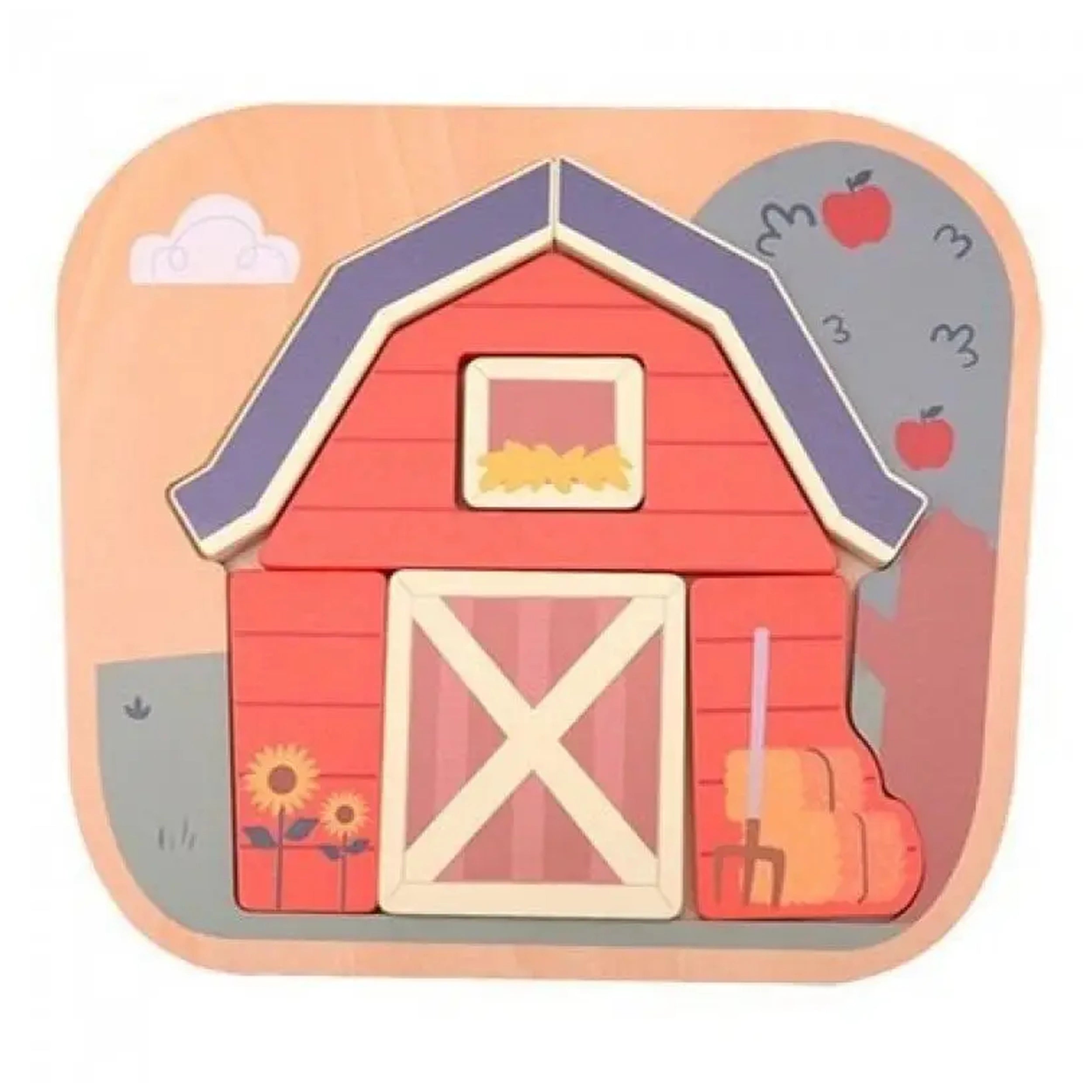 Joueco - Mini Puzzle en Bois de Ferme - Puzzles