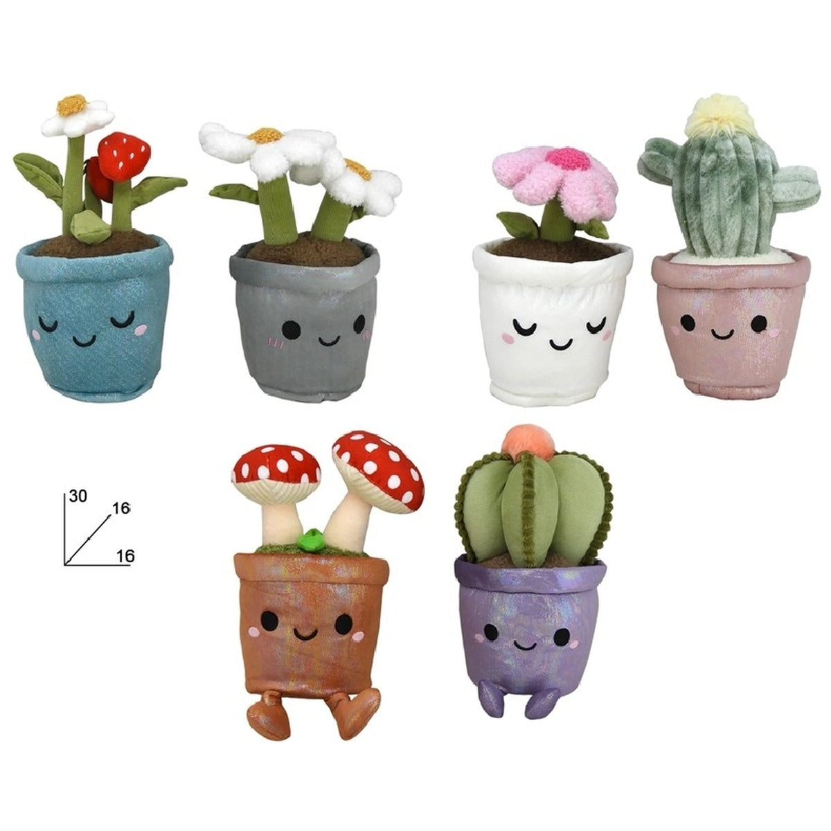 Kawaii - Assortiment de Plantes en Pot en Peluche - Animaux en Peluche