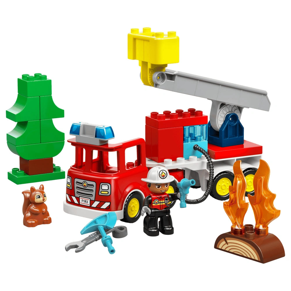 LEGO - Camion de pompier DUPLO avec tuyau et pompier - Jouets de construction