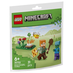 LEGO - Minecraft - Le Conflit du Feu de Camp d'Alex - Ensemble de Jouets de Construction