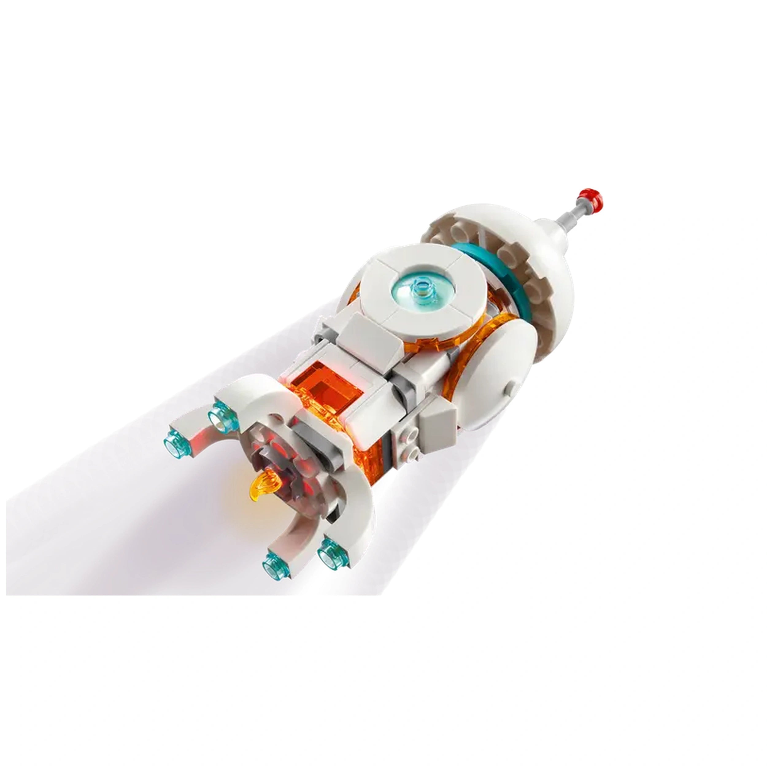 Colorful LEGO® Creator 3in1 Space Robot with a dynamic design, featuring moving tracks, a jetpack, and a light-up chest.
