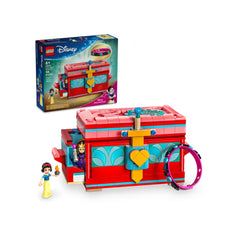 Colorful LEGO® Disney Snow White's Jewelry Box set with a buildable lockable chest, featuring Snow White and the Evil Queen mini-dolls.