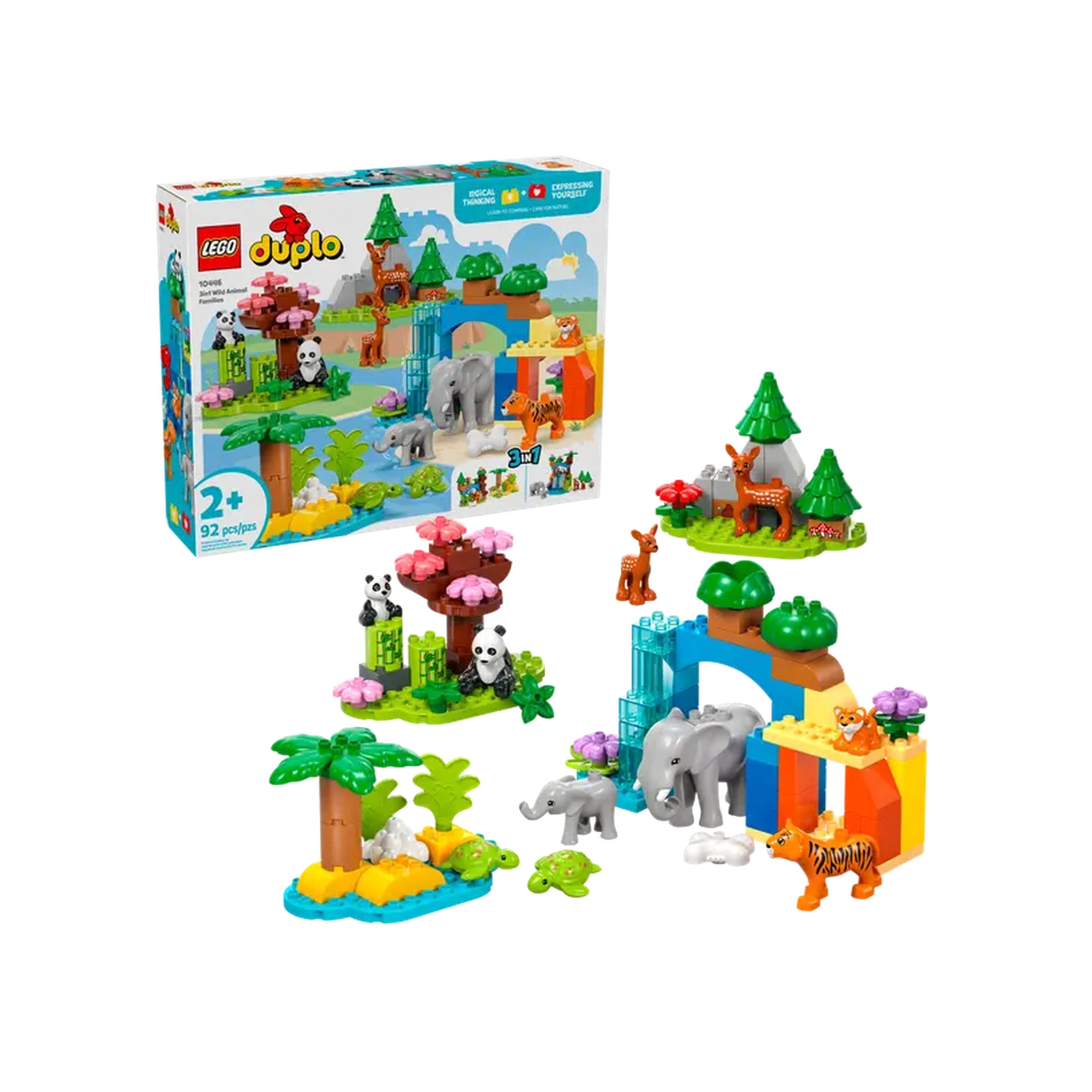 Lego - Duplo - 3en1 Familles d'Animaux Sauvages - Jouets de Construction