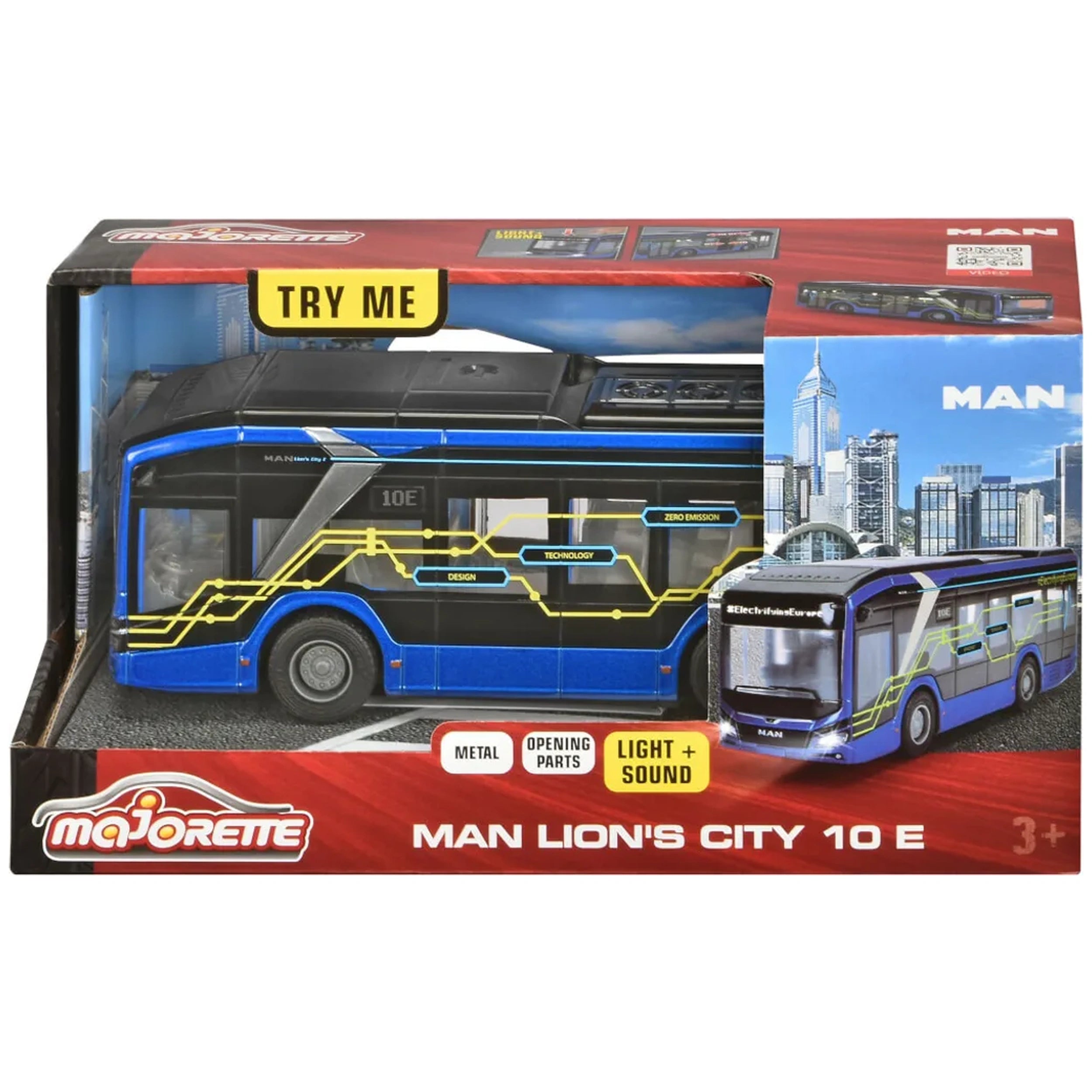 Majorette - Man Lions City 10 E Bus With Lights And Sounds Play Vehicles