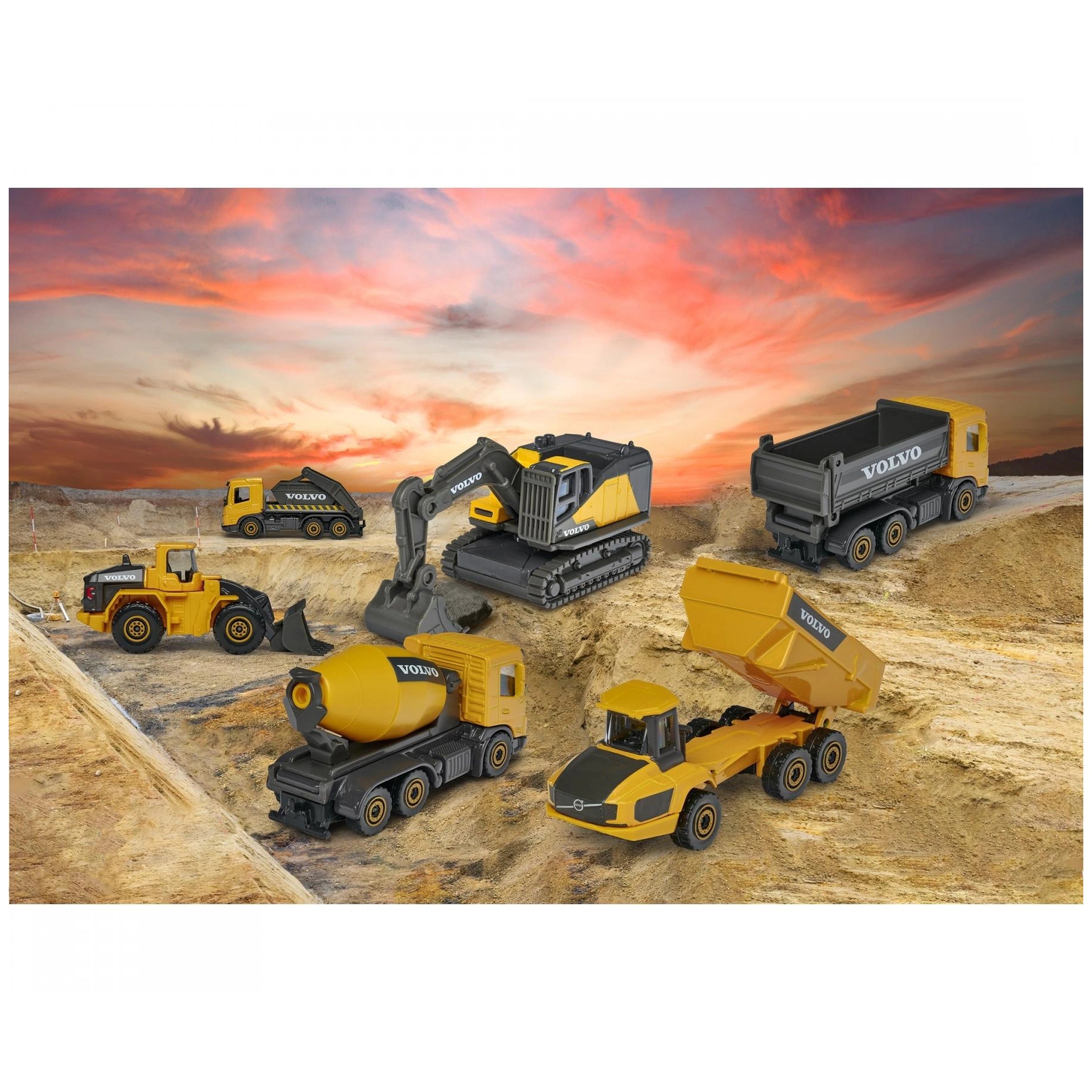 Majorette - Ensemble de 3 véhicules de construction Volvo - Véhicules de jeu