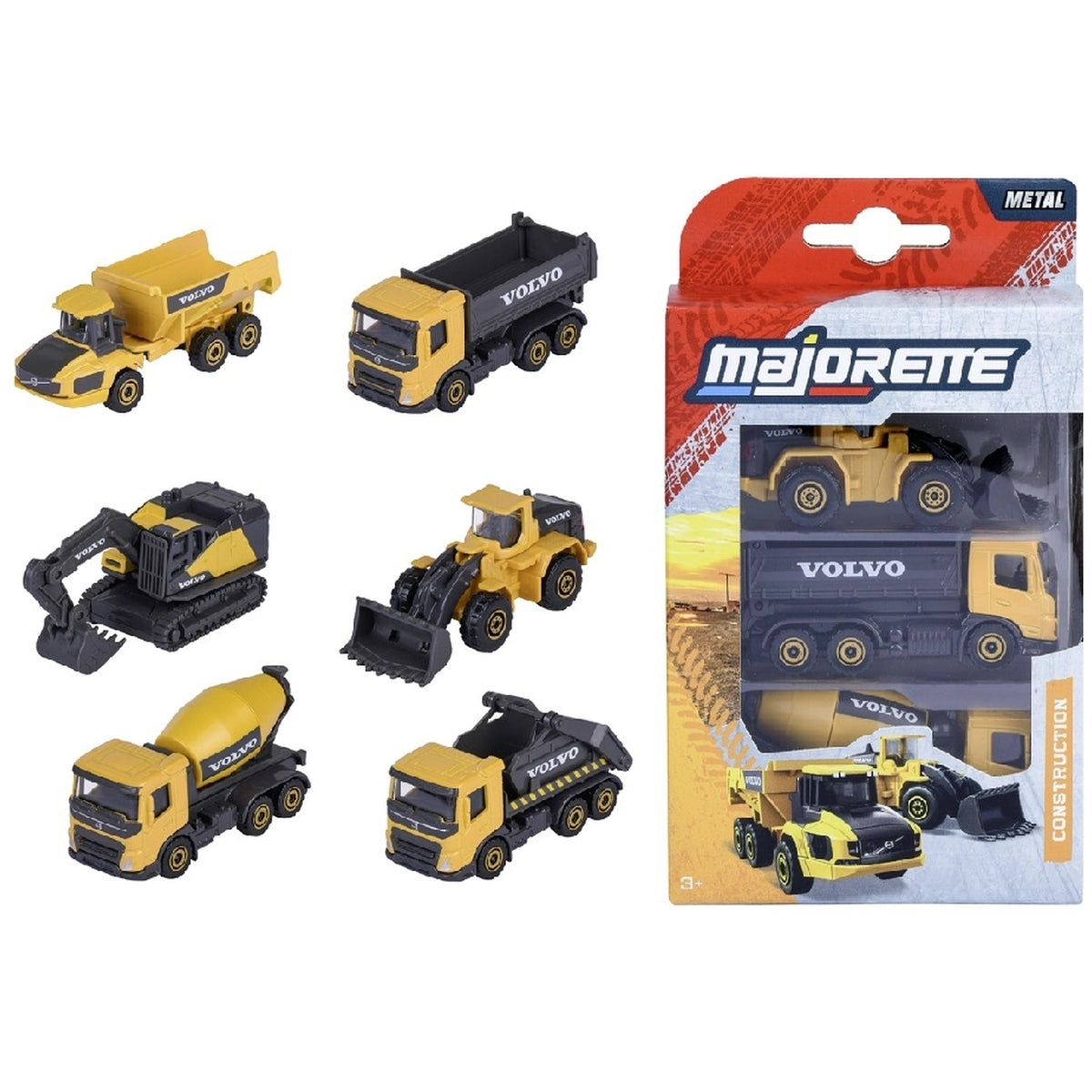 Majorette - Ensemble de 3 véhicules de construction Volvo - Véhicules de jeu