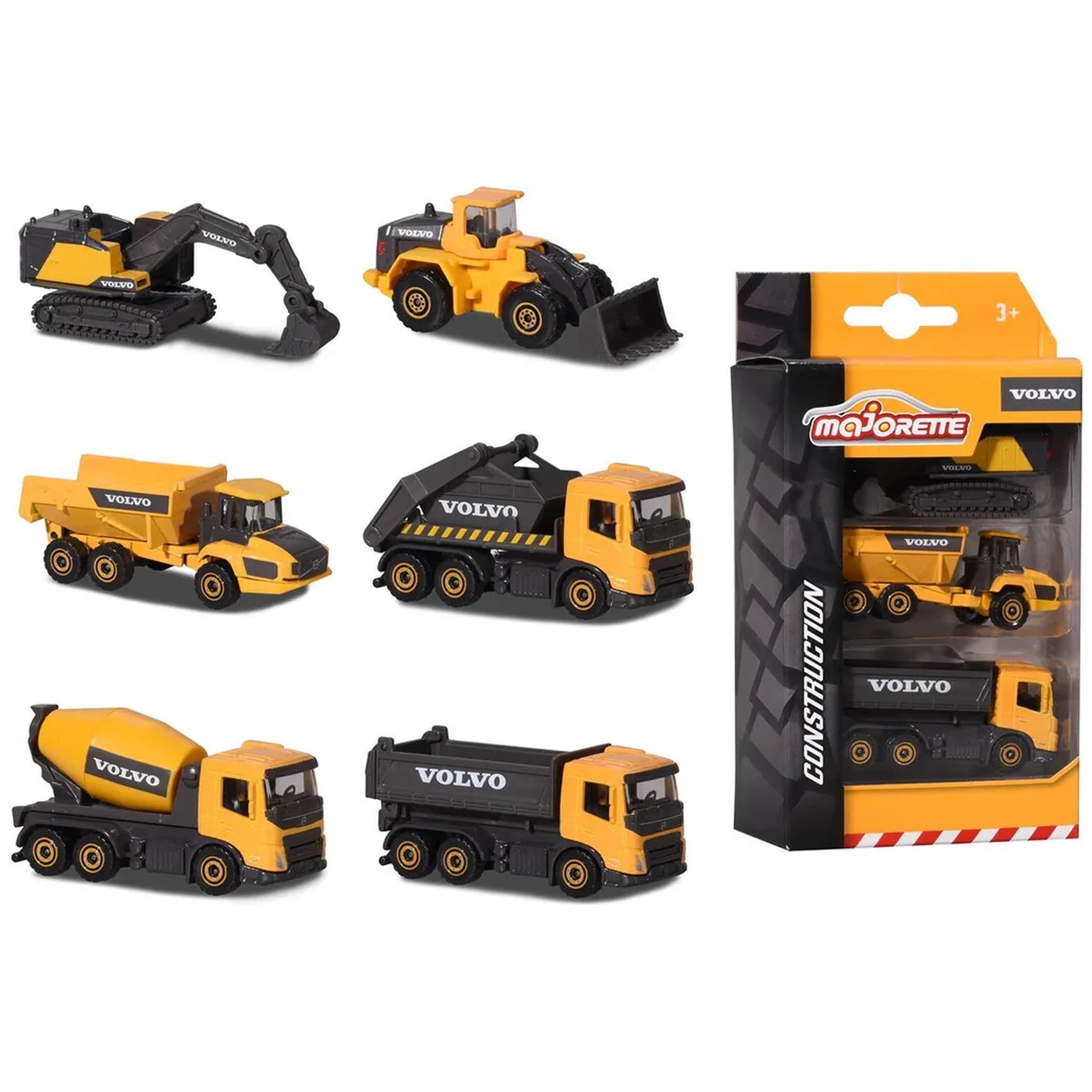 Majorette - Assortiment de construction Volvo 3 véhicules de jeu