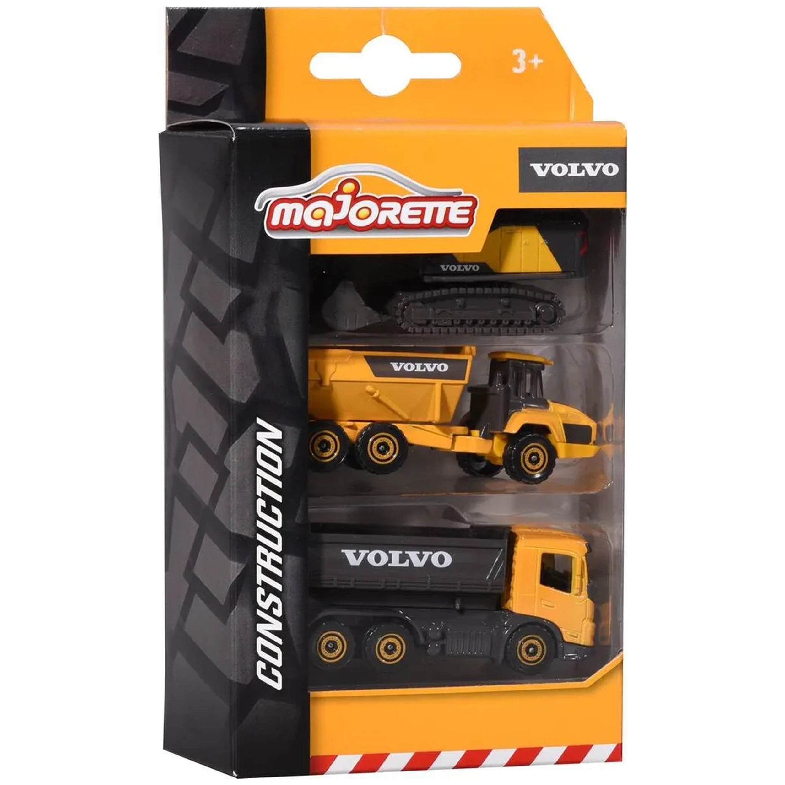Majorette - Assortiment de construction Volvo 3 véhicules de jeu