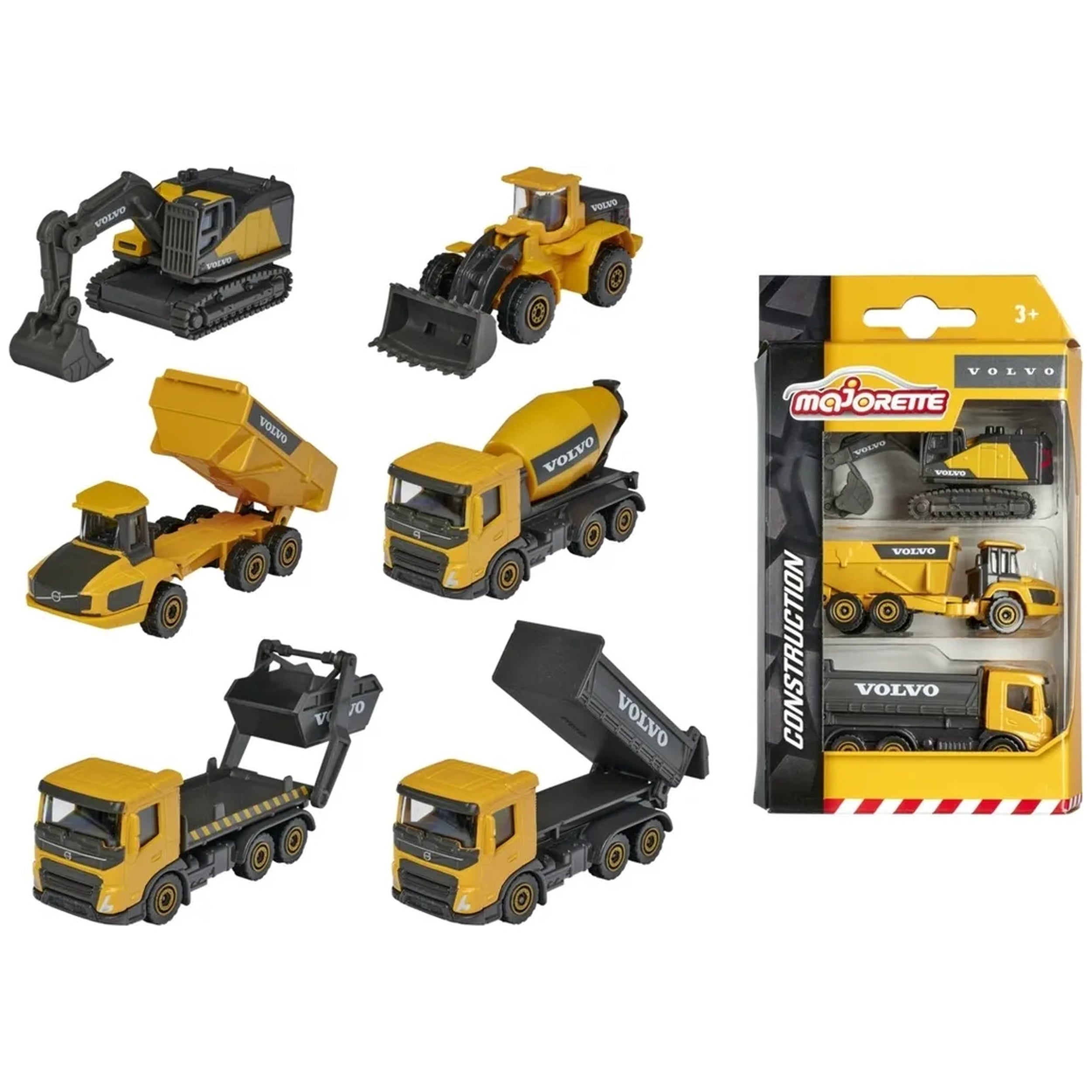 Majorette - Assortiment de construction Volvo 3 véhicules de jeu