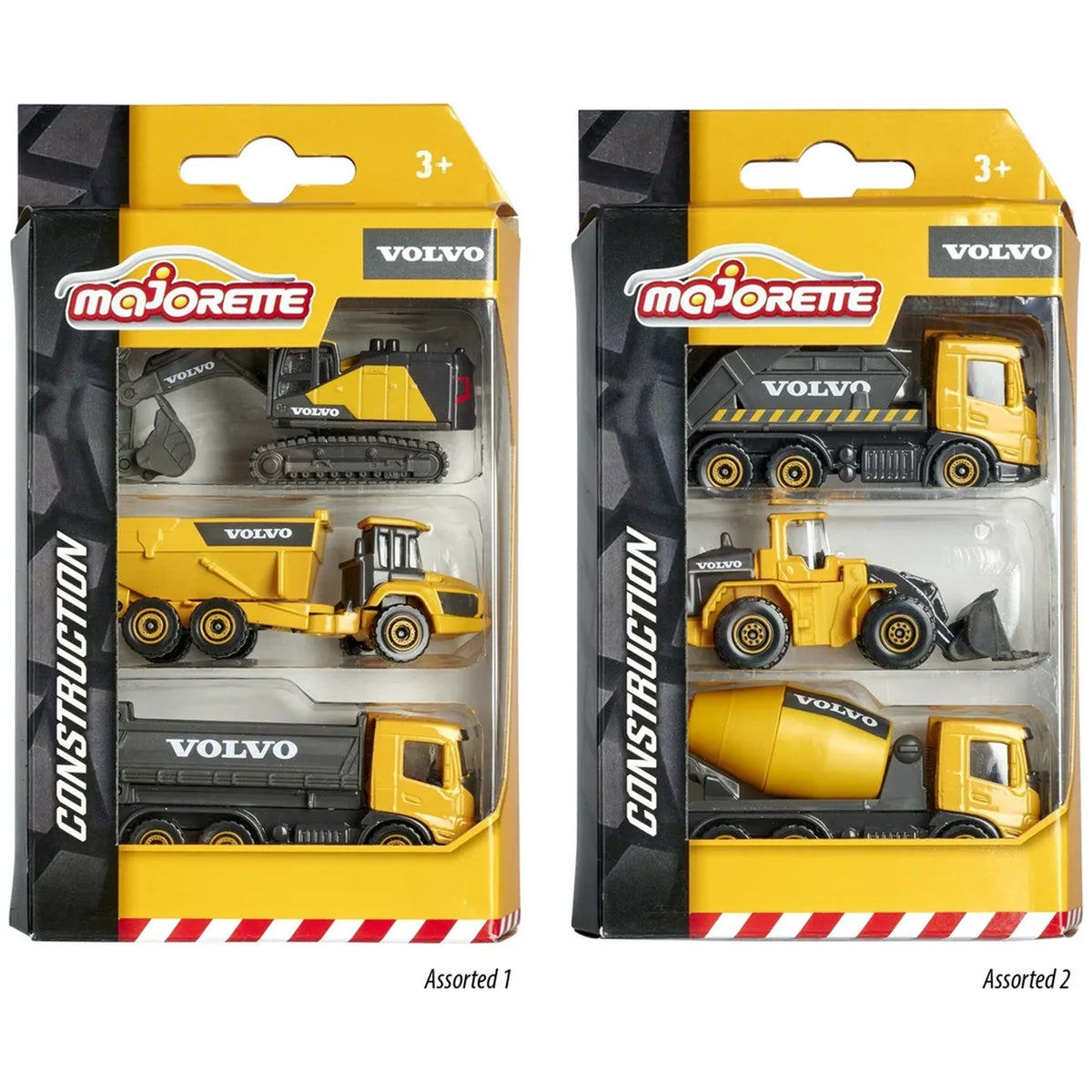 Majorette - Assortiment de construction Volvo 3 véhicules de jeu