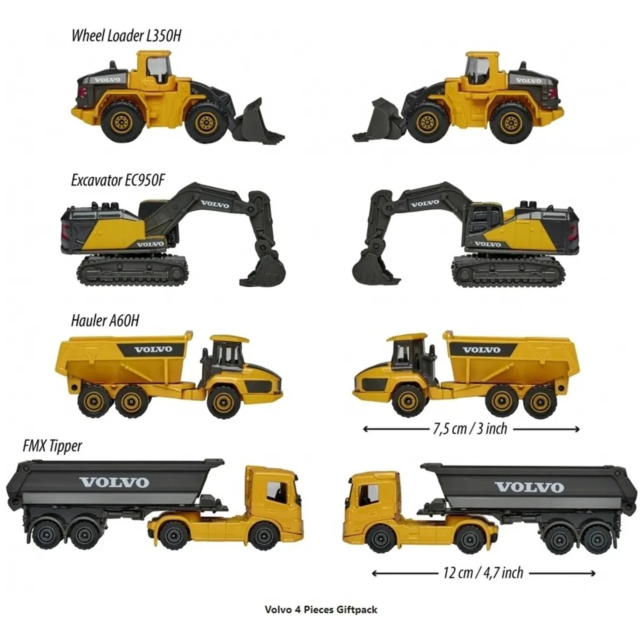 Majorette - Volvo Construction Work Vehicles 4 Pcs Pack