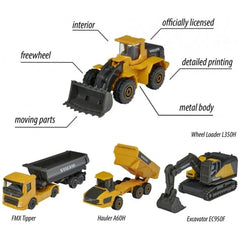 Majorette - Volvo Construction Work Vehicles 4 Pcs Pack